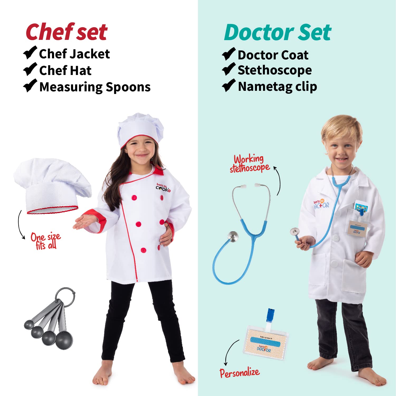 Born Toys Kids Dress Up Costume Set for Pretend Play - Washable & Durable Costumes for Boys & Girls Ages 3-7 | Perfect for Halloween, Birthday Parties & Role Play