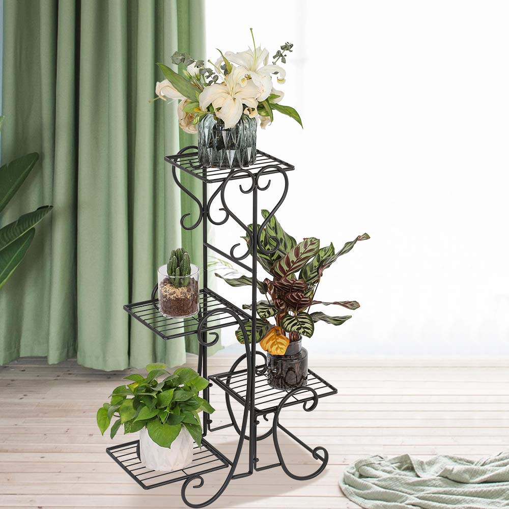 4-Tier Metal Plant Stand for Indoor & Outdoor Use - 19.6