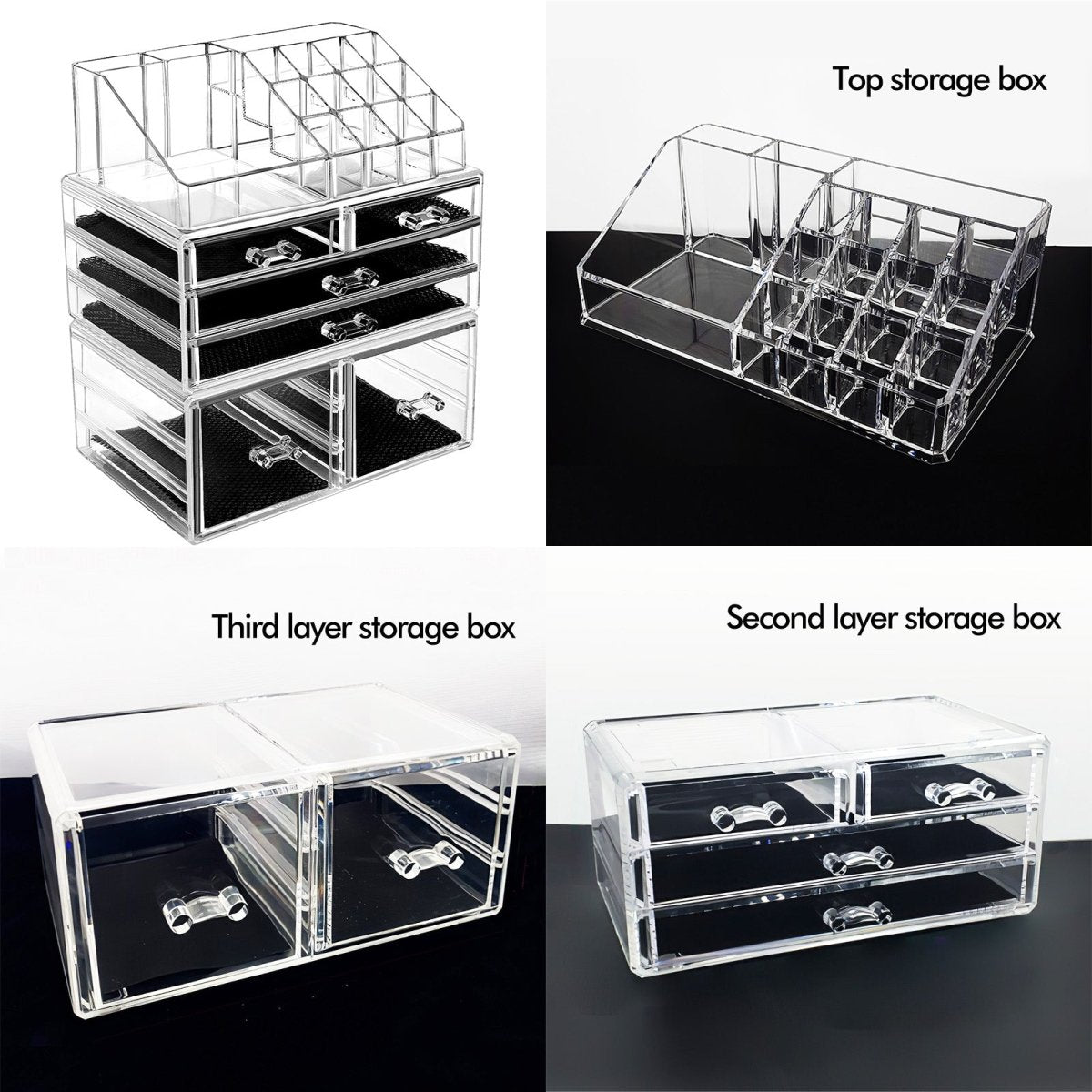 Clear Acrylic Makeup Organizer Case with Drawers - Cosmetic Storage for Vanity, Bathroom & Travel - Perfect for Lipsticks, Brushes & Skincare Products