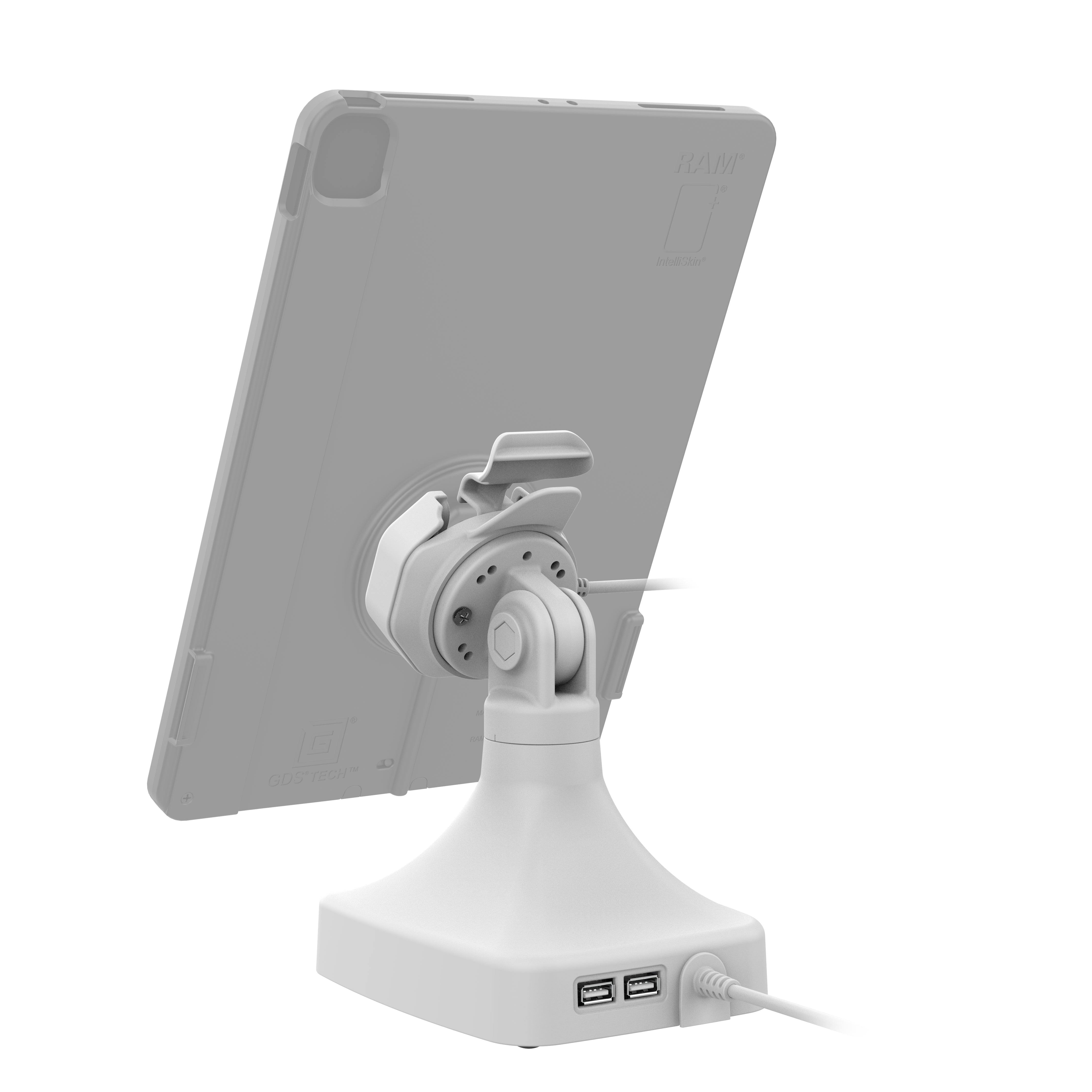 GDS® Uni Conn™ Powered Tilt & Swivel Dock with USB-C 3.0 & Data Port - Gray (RAM GDS DOCK D14 U3C 2A GRY) - Perfect for Office Workstations & Home Desktops