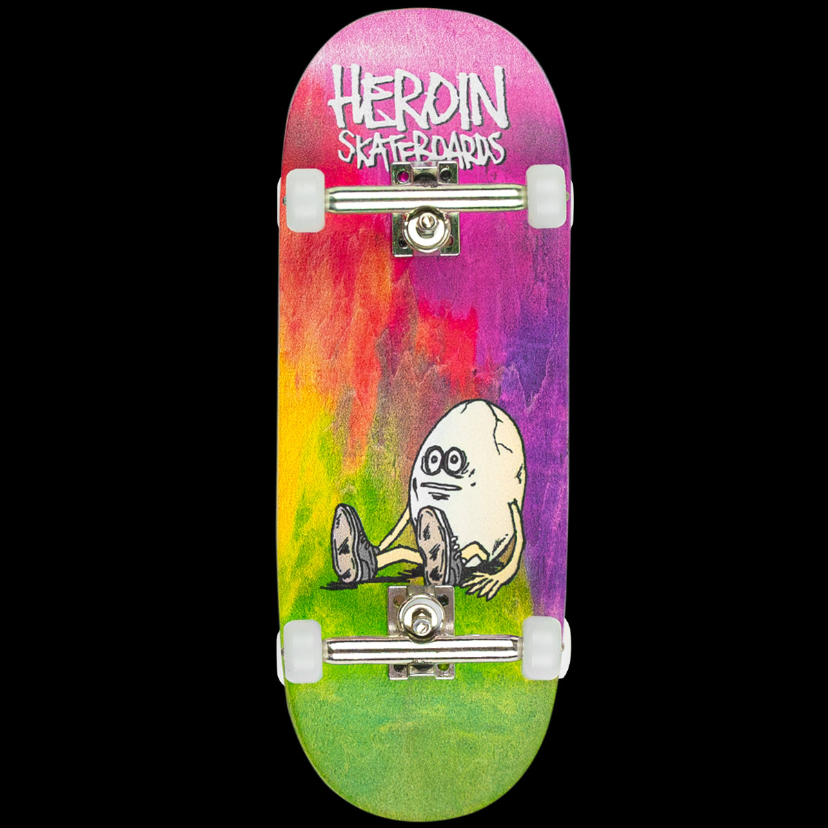 Heroin Skateboards Fingerboard Complete - Close Up x The Big Egg | Mini Skateboard for Tricks & Street Skating | Perfect for Kids, Collectors & Skateboard Enthusiasts