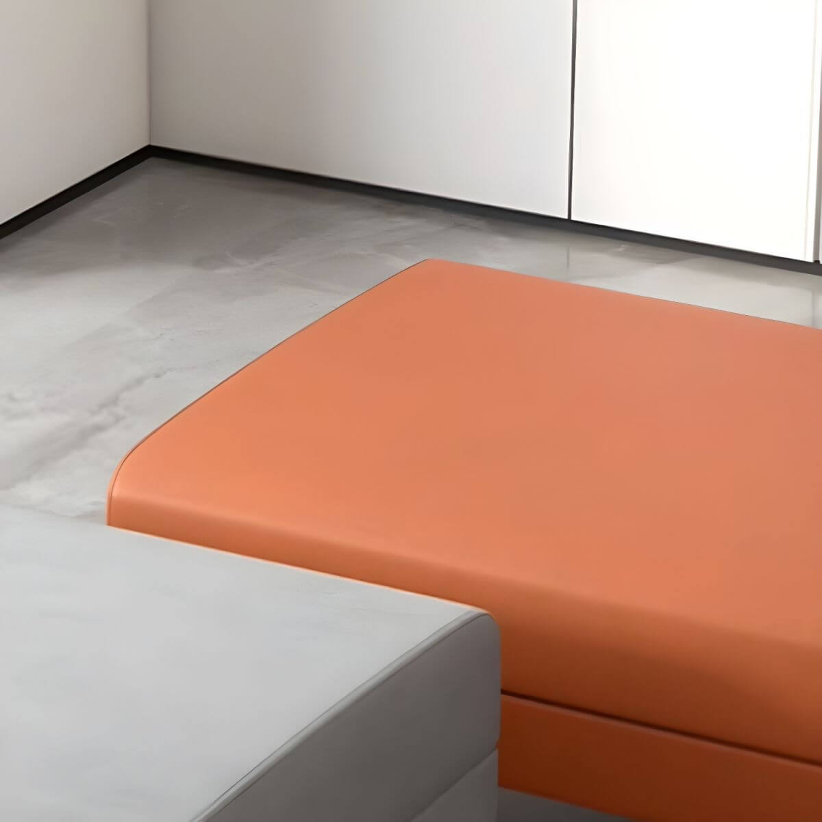 Modern Faux Leather Rectangle Footstool with Sturdy Wood Frame - Stylish Ottoman for Living Room, Bedroom & Office - Perfect for Footrest, Extra Seating & Home Decor
