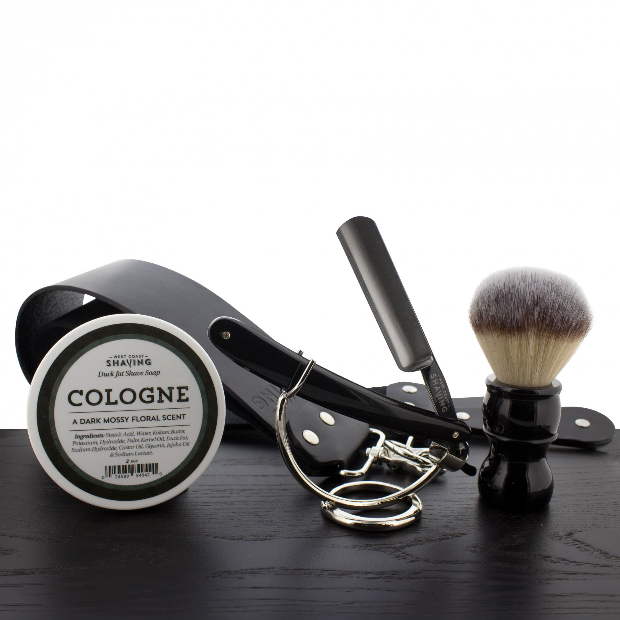 Premium WCS Black Straight Razor Set - Professional Stainless Steel Shaving Kit for Men - Perfect for Barbershops, Grooming Gifts & Home Shaving