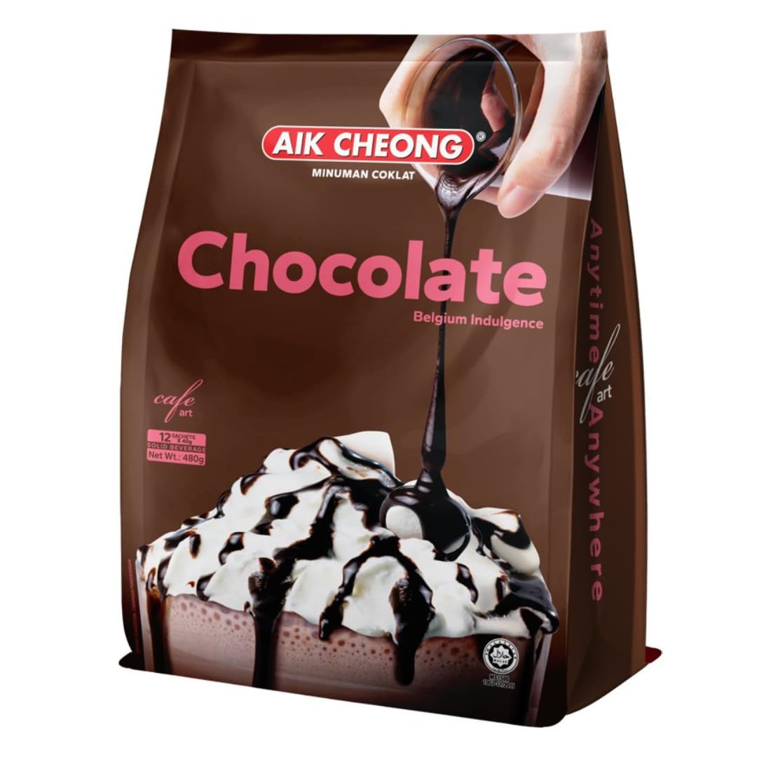 Premium 6-Pack Aik Cheong Hot Chocolate Mix (90 Sachets) - Authentic Malaysian Cocoa Drink - Fast US Shipping - Perfect for Breakfast, Office Snacks & Cozy Winter Nights