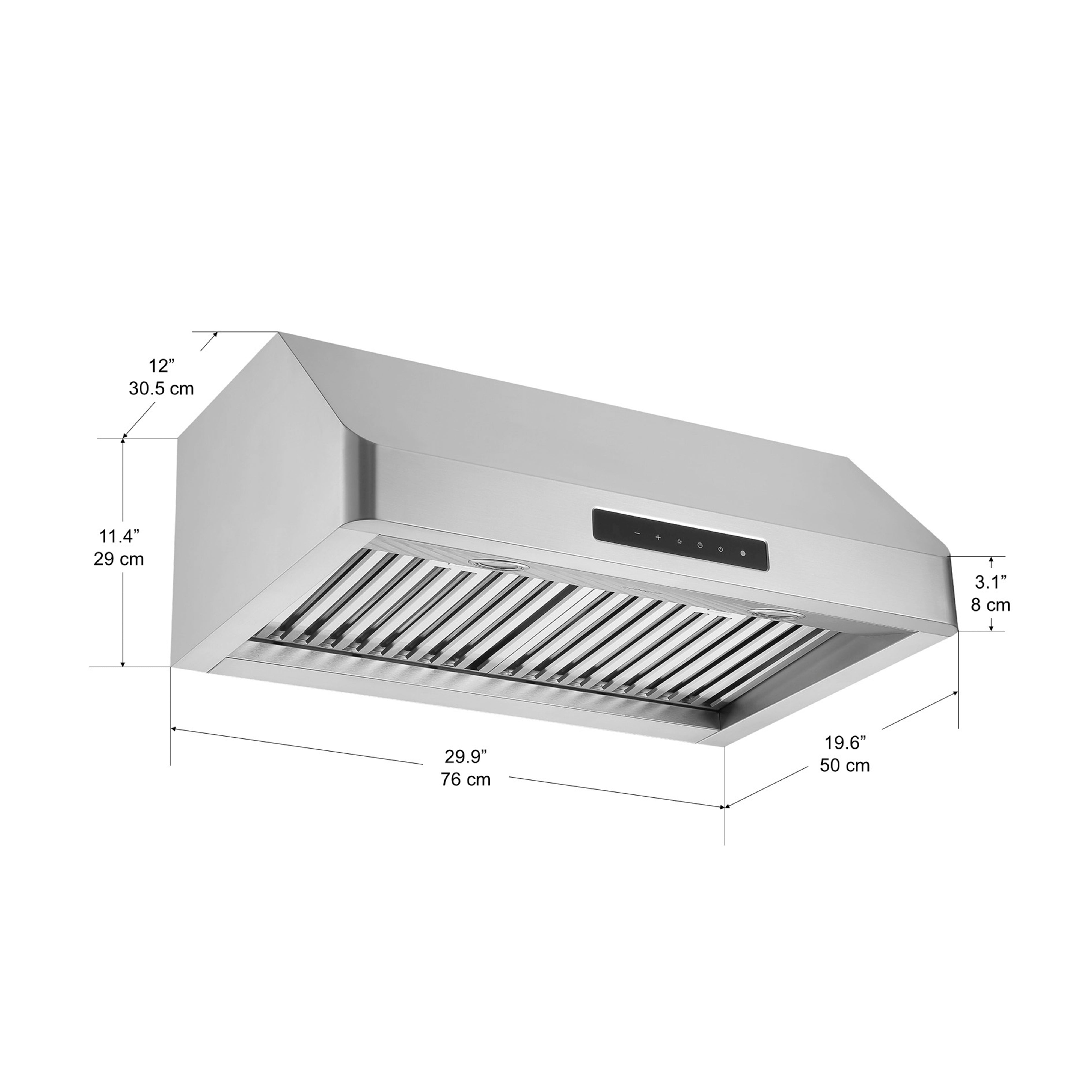30 Inch Stainless Steel Pro Series Undercabinet Range Hood with Night Light - Powerful Kitchen Ventilation for Smoke & Odor Removal - Perfect for Home Chefs & Modern Kitchens