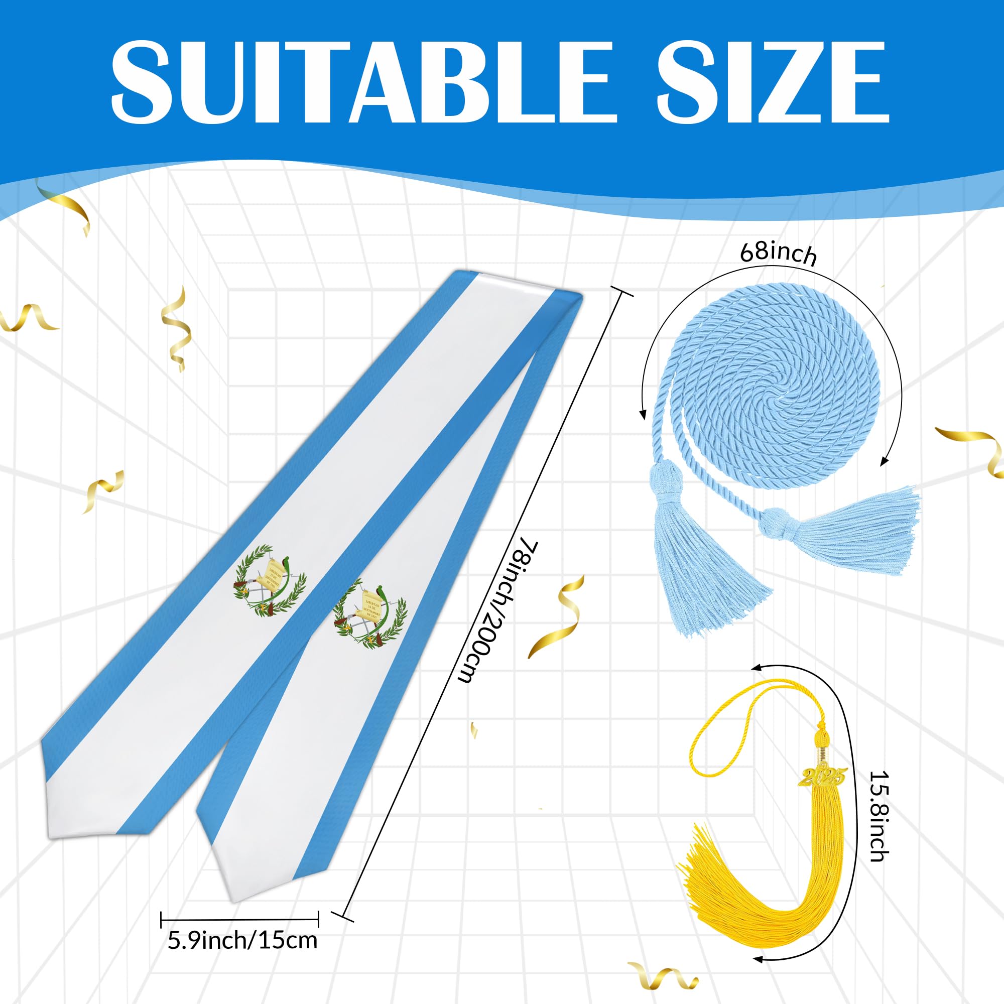 2025 Graduation Stole with Guatemala Flag - Class of 2025 Sash for Graduation Ceremony - Perfect Gift for Guatemalan Students & Graduates - Celebrate Academic Achievements & Cultural Pride