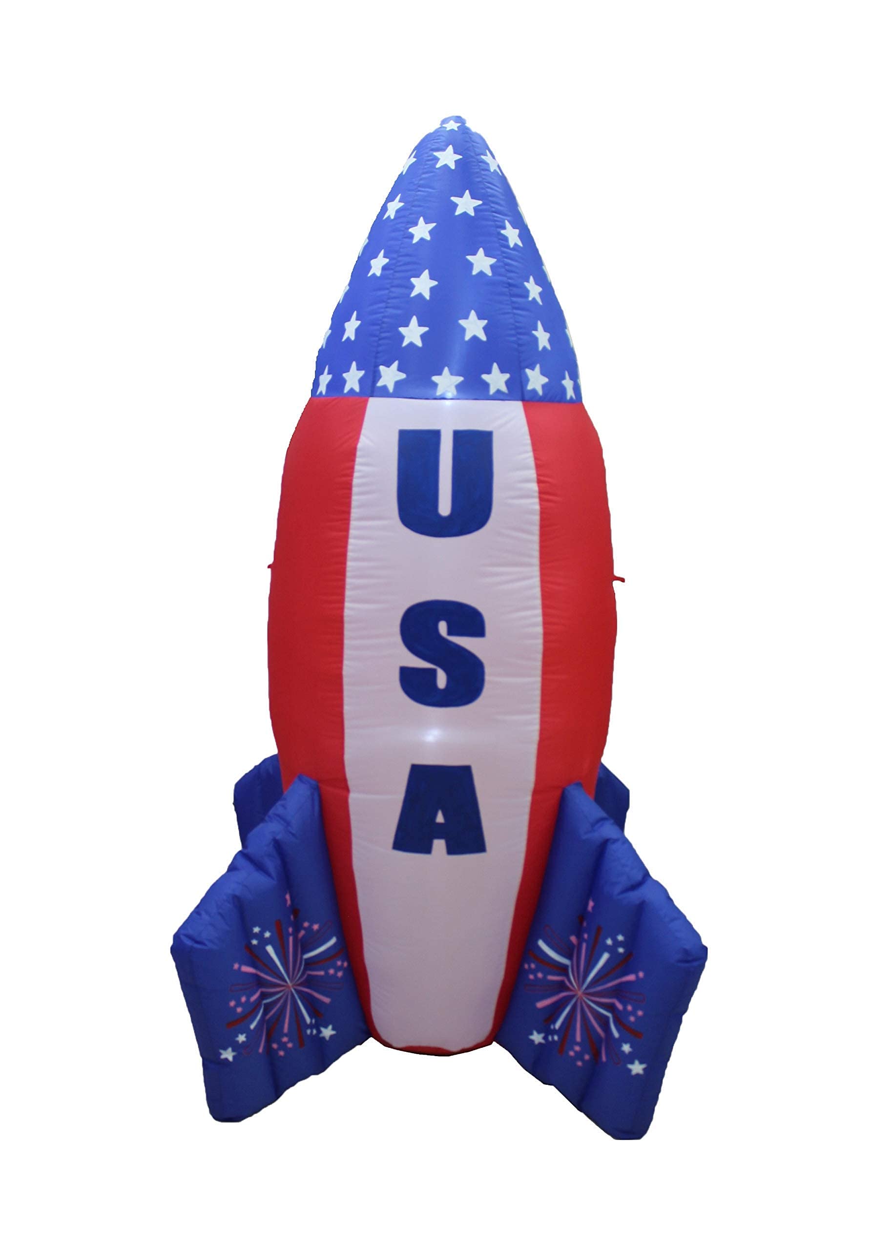 Patriotic Party Decorations Bundle - 6ft Inflatable Pink Flamingo & LED USA Flag Rocket Ship for 4th of July, Summer BBQs, Pool Parties & Outdoor Celebrations