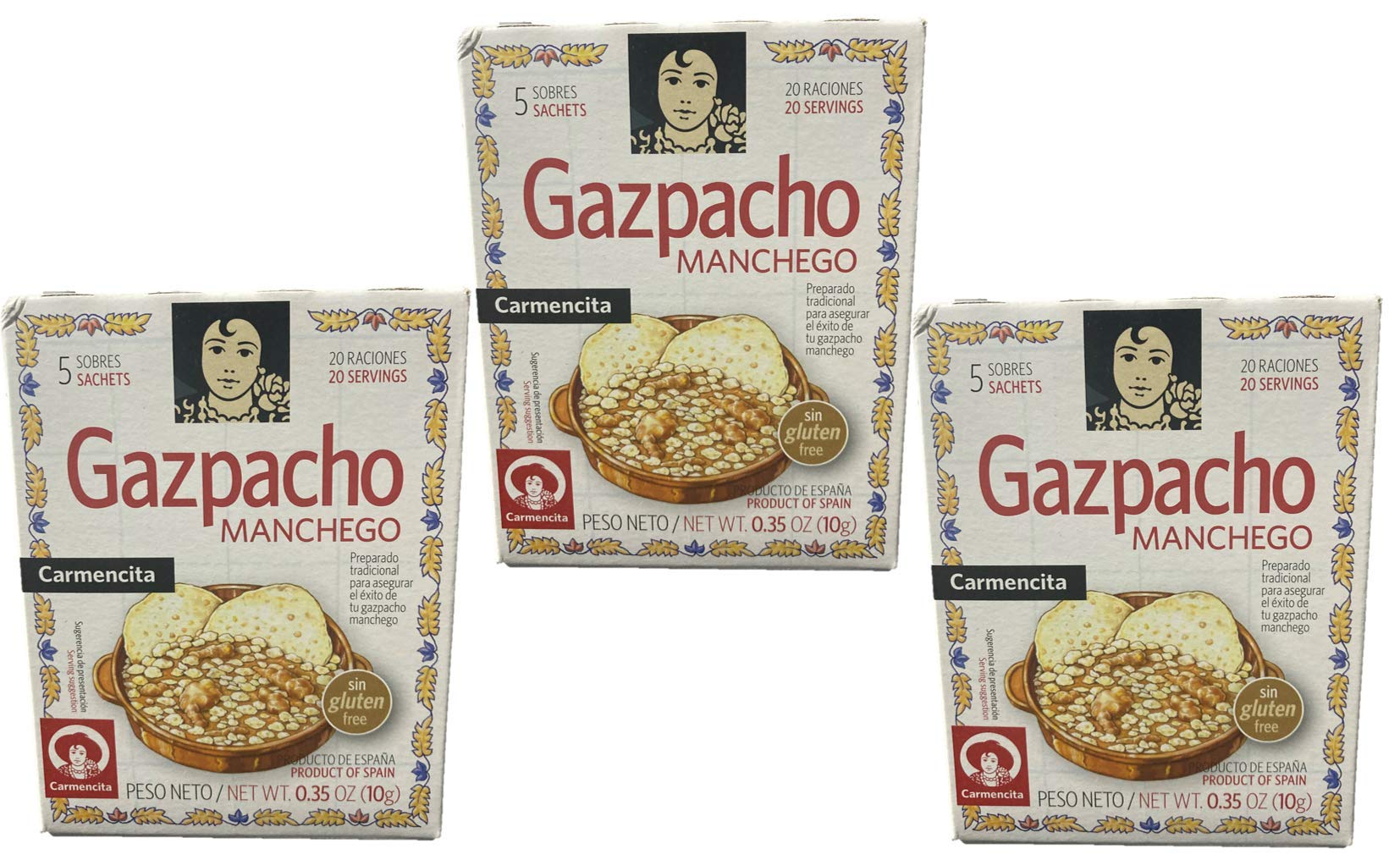 Carmencita Gazpacho Manchego Seasoning 10g - Pack of 3 | Authentic Spanish Soup Spice Blend for Gazpacho, Salads & Tapas
