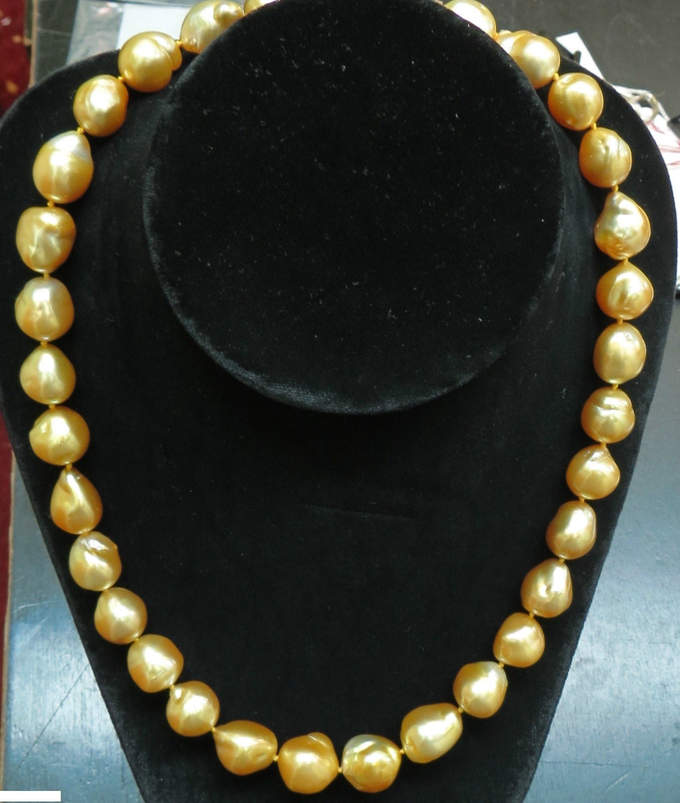 18KT 16.6mm Natural South Sea Golden Pearl Necklace with 1.50CT Diamond Clasp - Luxury Jewelry for Weddings, Anniversaries & Special Occasions