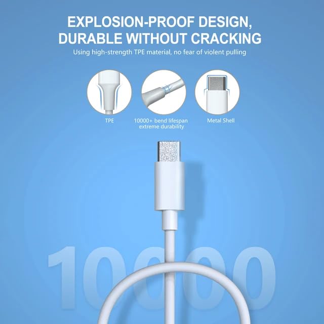 Bizzal 6A 66W USB C Fast Charging Cable - Compatible with Samsung Galaxy S23/S22 Ultra, Huawei P30 Pro, Xiaomi Redmi - 3.3ft 1Pack - Perfect for Home, Office & Travel Charging Needs