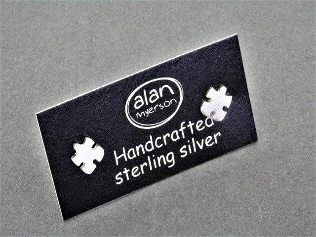 Sterling Silver Puzzle Stud Earrings - Unique Geometric Design for Women & Girls - Perfect for Gifts, Parties & Everyday Wear