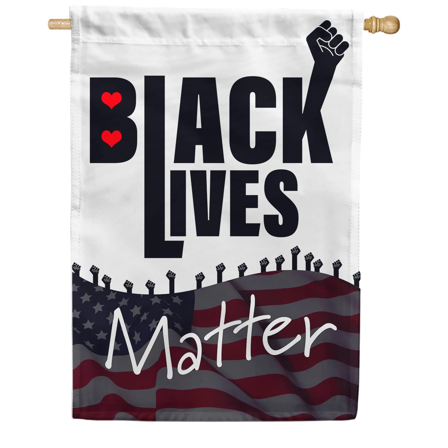 Black Lives Matter House Flag - Double Sided Outdoor Yard Decoration 28x40 inches - BLM Flag for Social Justice, Equality & Solidarity - Perfect for Front Yard, Porch, or Protest Demonstrations