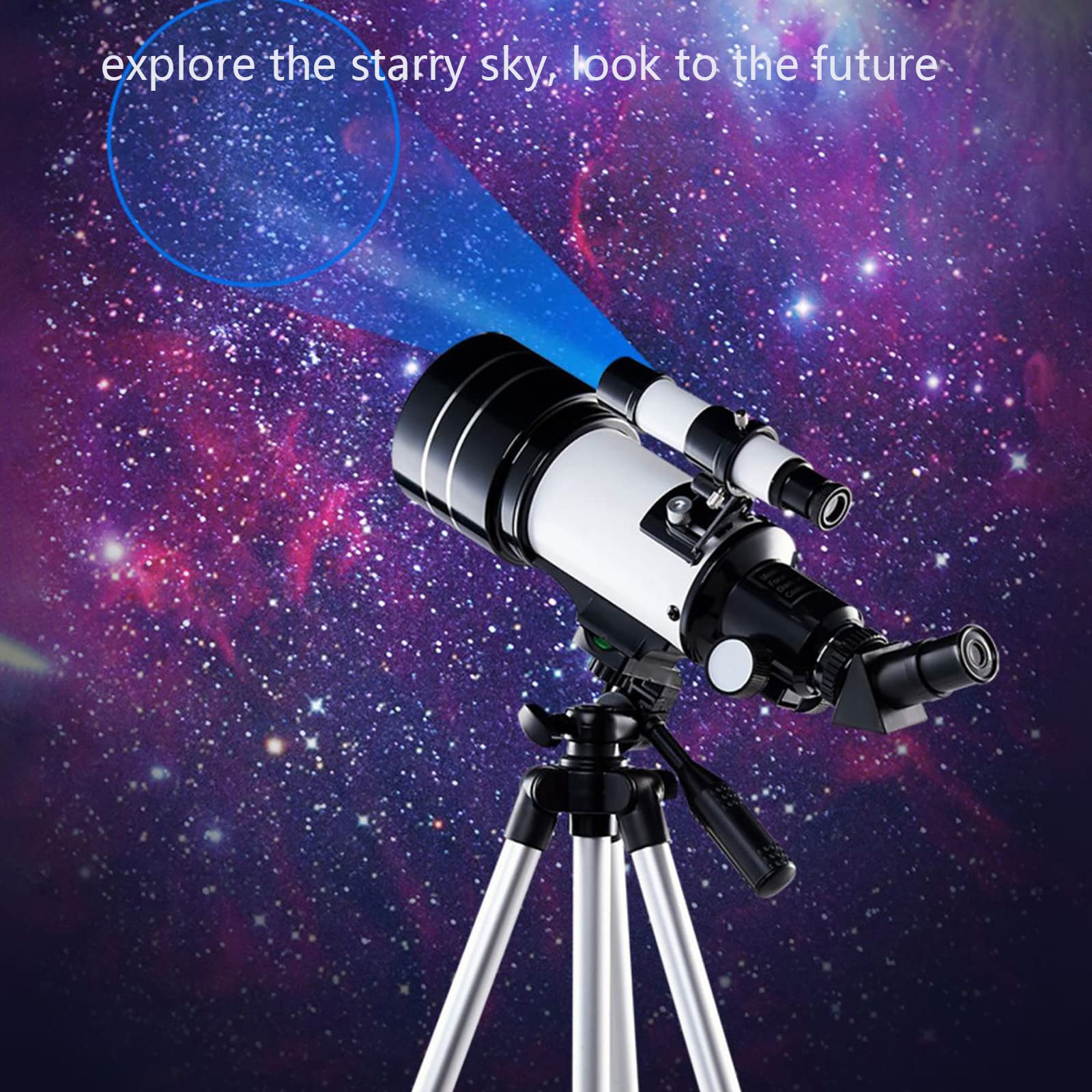 70mm Aperture Refracting Astronomical Telescope for Adults & Kids - Portable Travel Telescope with Adjustable Tripod, Phone Adapter & Wireless Remote - Perfect for Stargazing, Moon Observation & Outdoor Adventures