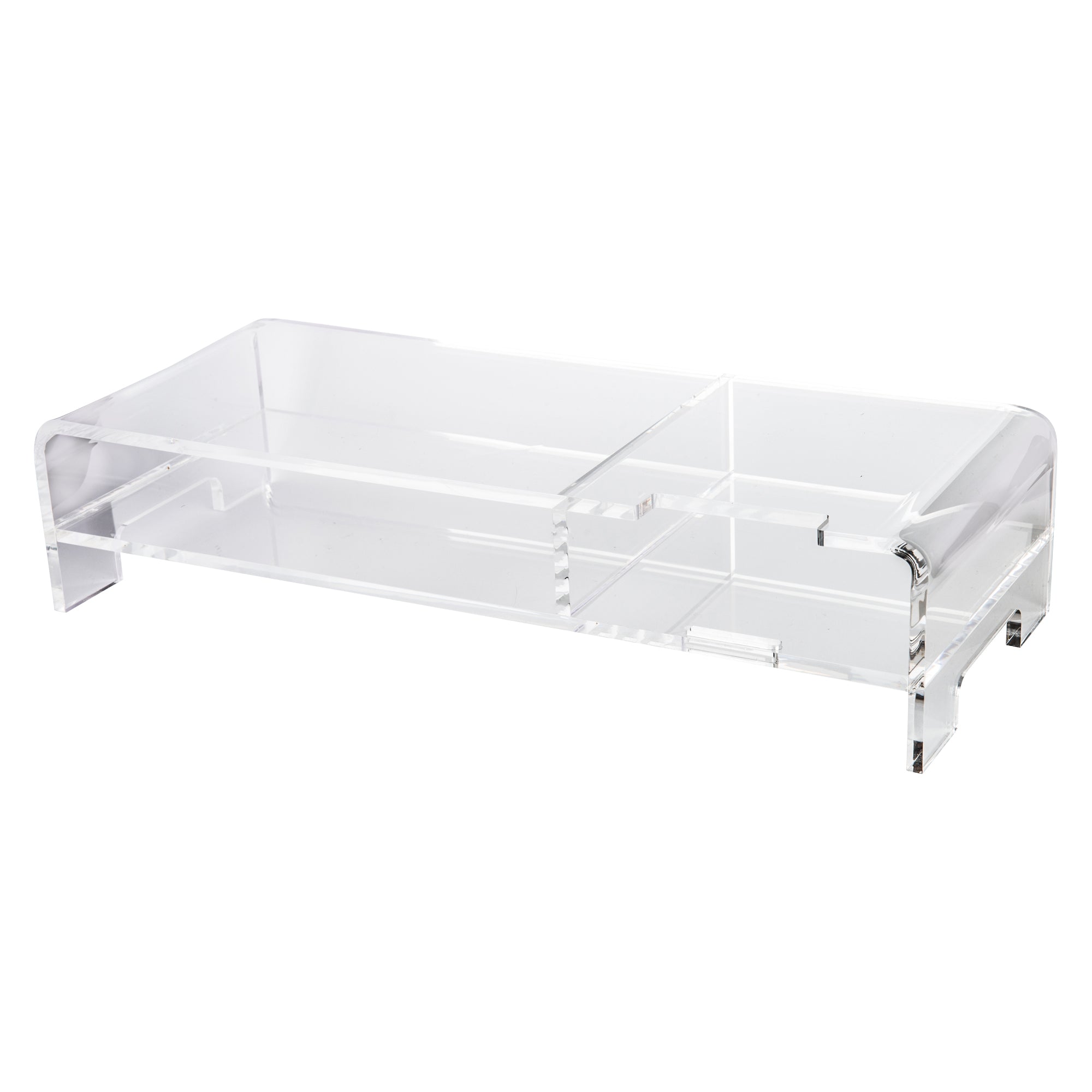 Ergonomic Acrylic Monitor Stand Riser with Storage - Adjustable Height for Laptop, Desktop, Keyboard - Perfect for Home Office, Gaming Setup & Workspace Organization