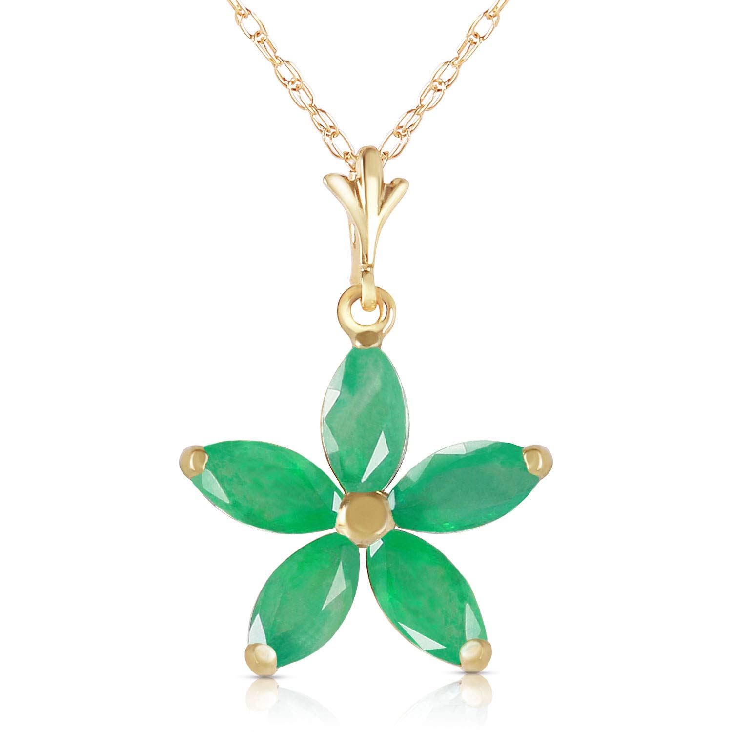 14K Yellow, White & Rose Gold Emerald Flower Pendant Necklace for Women | Elegant Jewelry Gift for Birthday, Anniversary & Valentine's Day | GG Collection by Galaxy Gold