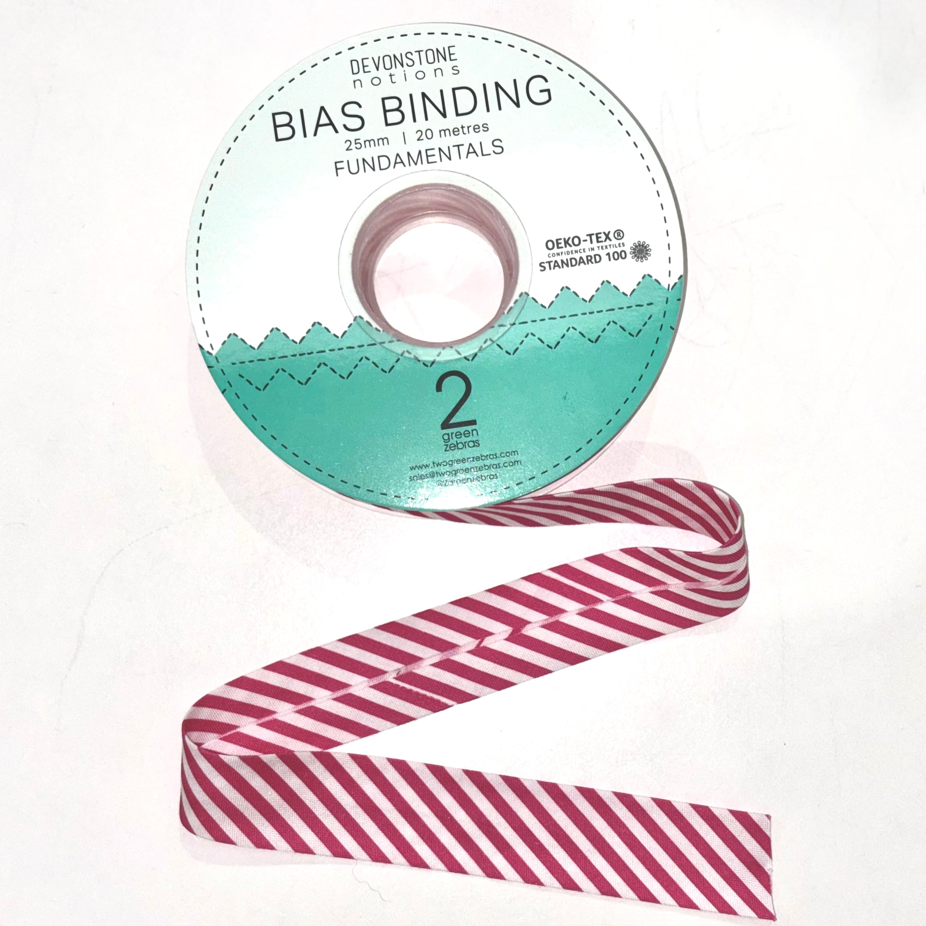 Kylie 1/8 Inch Stripe Bias Binding Tape - 25mm/1 Inch Wide Double Fold Bias Tape for Sewing, Quilting & Crafting - Perfect for Garment Edges, DIY Projects & Home Decor