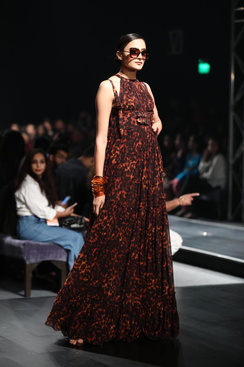 Vaani Kapoor Stone Print Tiered Maxi Dress with Bracelet - Elegant Boho Chic Women's Long Dress for Summer, Beach, Parties & Special Occasions