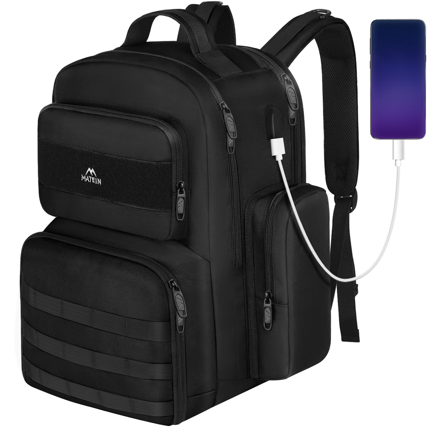 **MATEIN 15.6 Inch Tactical Backpack for Men - Insulated Lunch Compartment & Laptop Sleeve - Durable Work Backpack for Travel, Hiking, Camping, Beach & Picnic - Black**