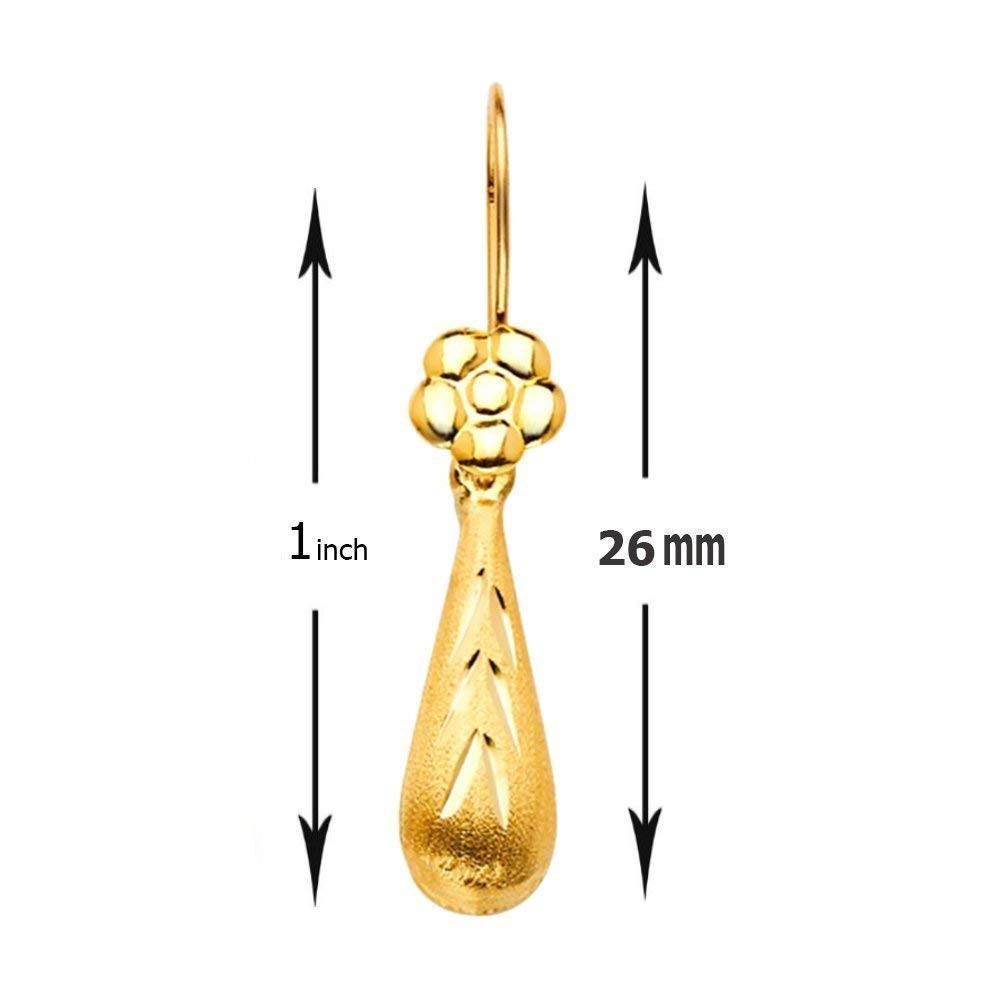 14K Yellow Gold Tear Drop Flower Dangle Earrings for Women - Elegant Everyday Jewelry for Casual Wear, Date Night & Special Occasions