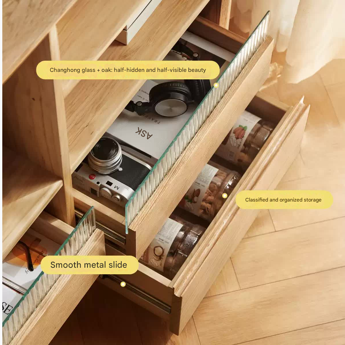 Modern Oak Solid Wood Bookcase - Stylish and Durable Bookshelf for Home Office, Living Room, or Library Storage