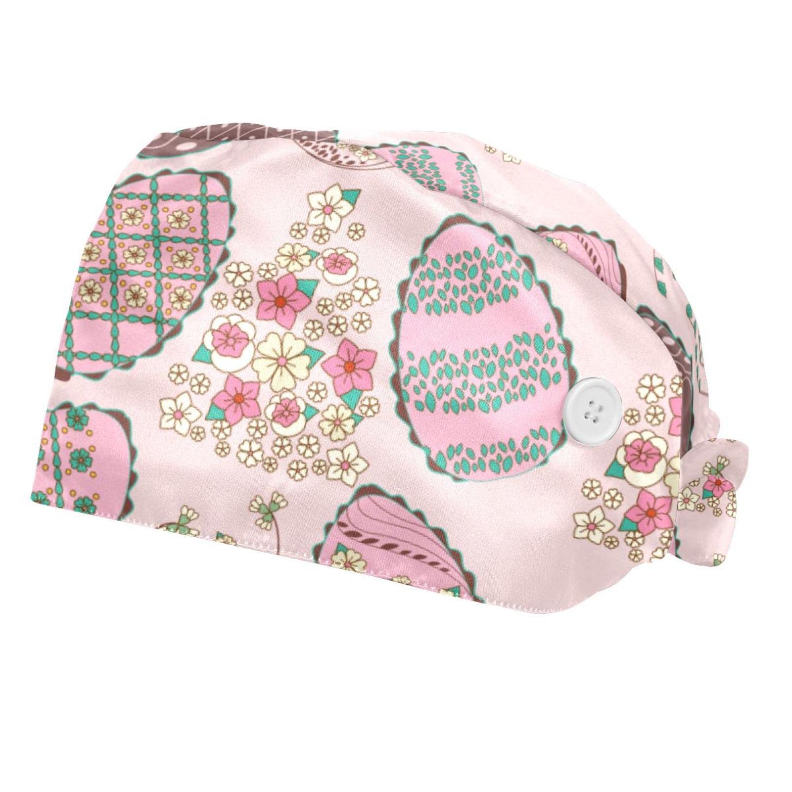 2 Packs Colorful Easter Egg & Chicken Bouffant Caps - One Size Fits All for Easter Parties, Egg Hunts & Spring Festivals