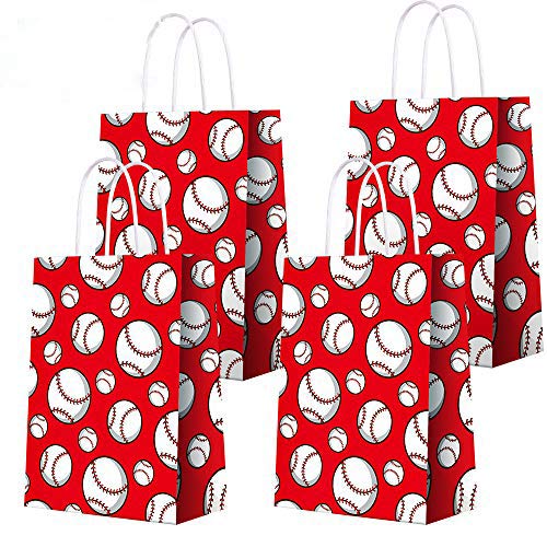 16-Piece Baseball Themed Party Favor Bags - Baseball Pattern Gift Bags for Birthday Decorations, Candy Treats & Goodie Bags - Perfect for Kids & Adults Baseball Parties, Baby Showers & Sports Themed Events