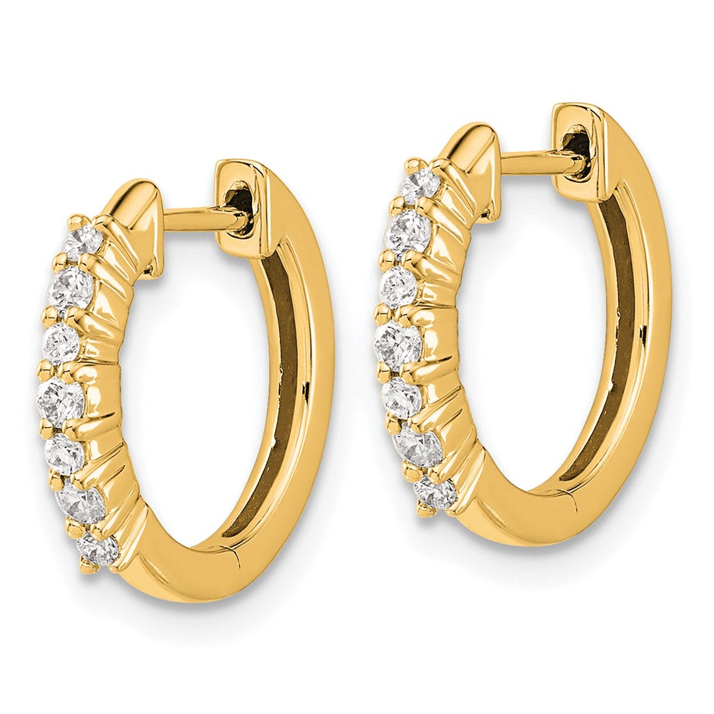 14K Gold Diamond Hinged Hoop Earrings - Elegant Dangle Hoops for Women | Model EM4258 025 YA | Perfect for Weddings, Parties & Special Occasions