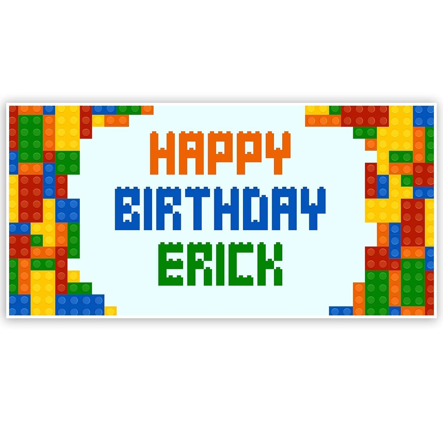 Personalized Birthday Banner with Building Blocks - Custom Name & Age Decoration for Kids Parties, Baby Showers & Celebrations