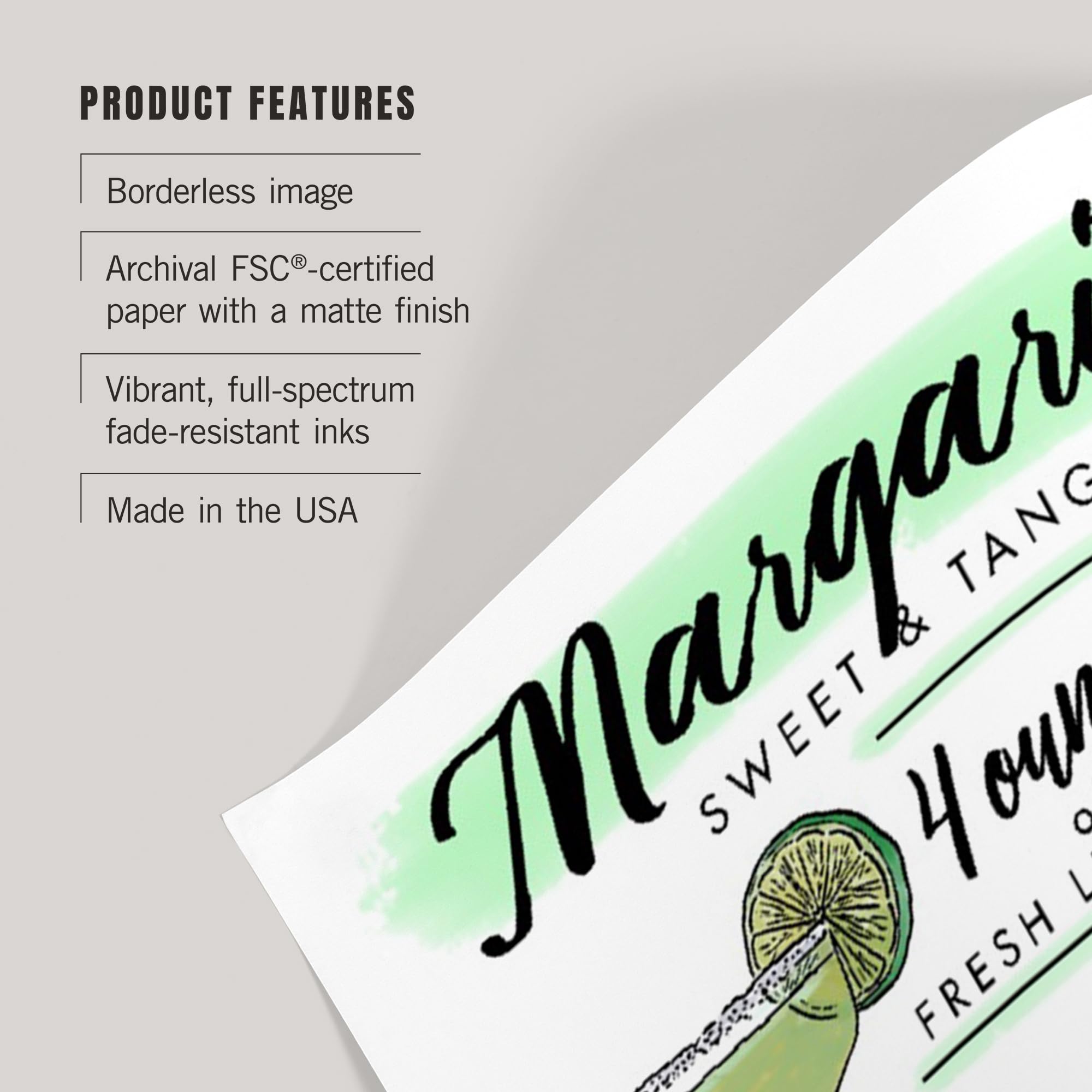 Lantern Press 16x24 Inch Premium Giclee Art Print - Margarita Cocktail Recipe Wall Decor for Home Bar, Kitchen & Dining Room