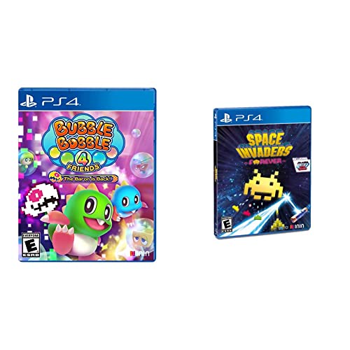 Bubble Bobble 4 Friends - The Baron Is Back! & Invaders Forever - PlayStation 4 Games Bundle - Fun Arcade Action for Family Game Night and Retro Gaming Enthusiasts
