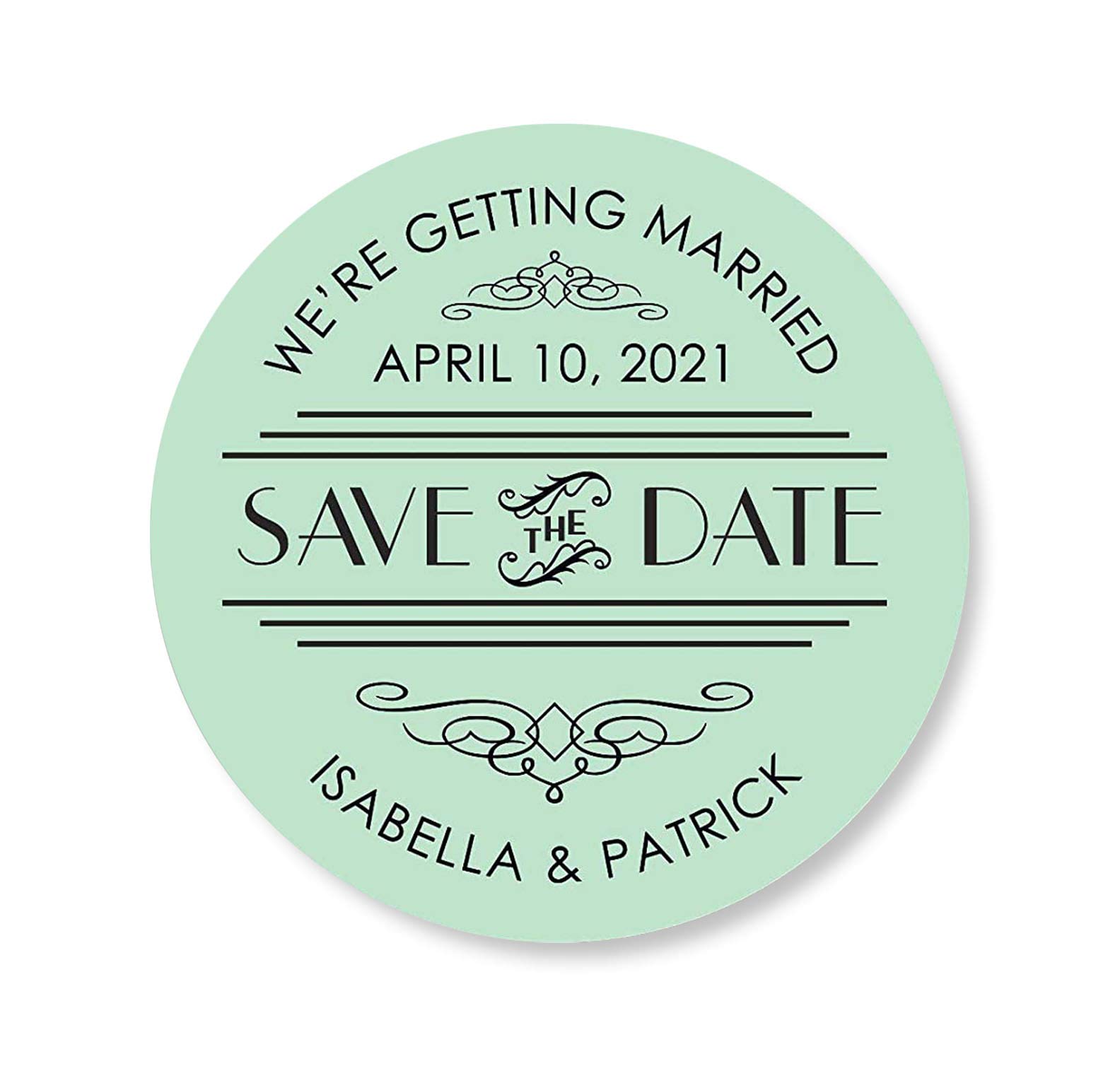 Art Deco Wedding Stickers - Vintage Save the Date Stickers & Envelope Seals for Wedding Invitations, Party Decorations - Customizable 1:12 Scale Decals for DIY Wedding Stationery and Vintage-Themed Events