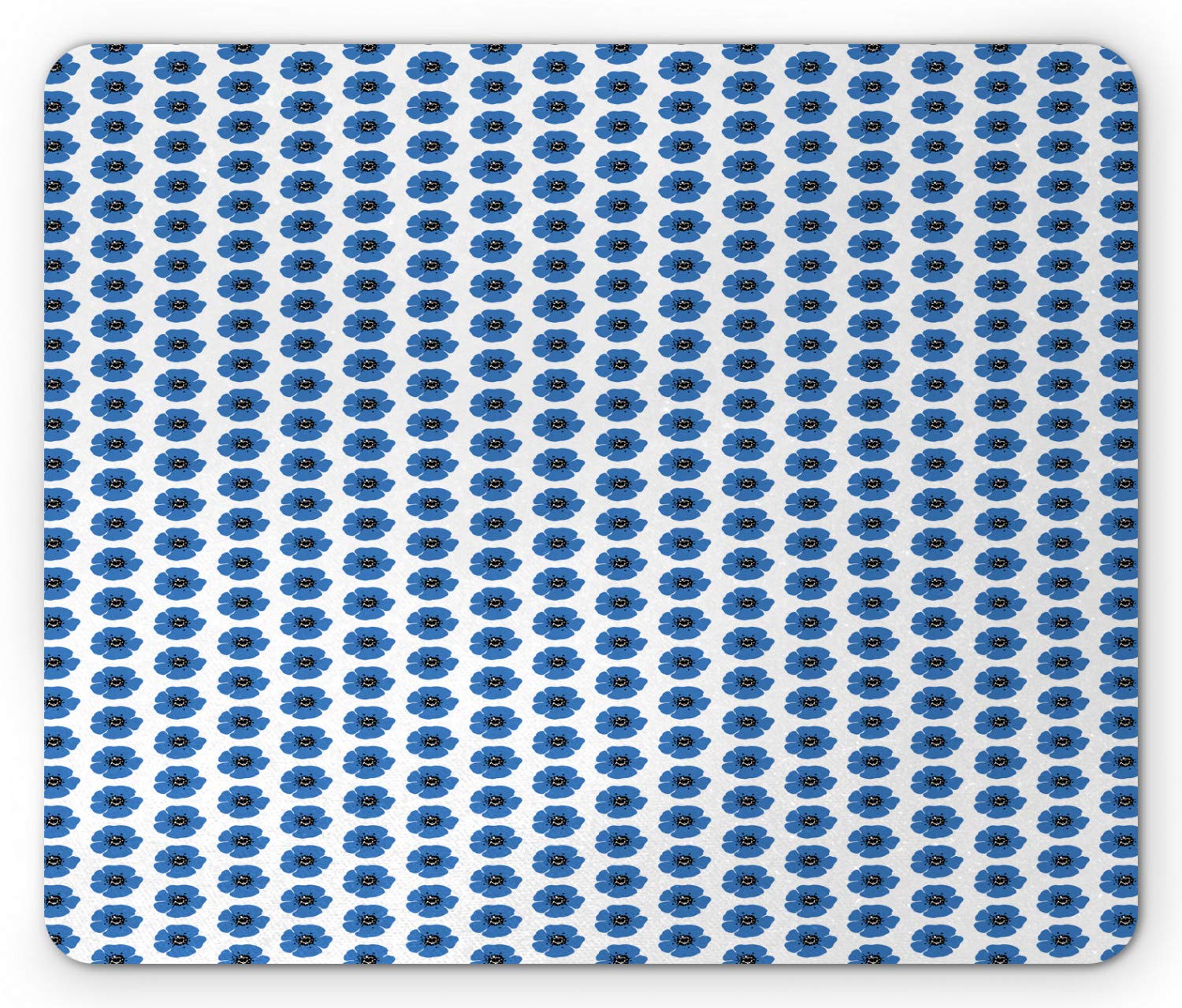 Ambesonne Floral Mouse Pad - Vintage Anemone Flowers Design, Non-Slip Rubber Base, Standard Size Rectangle Mousepad in Sea Blue & Charcoal Grey - Perfect for Office, Gaming & Home Computer Use