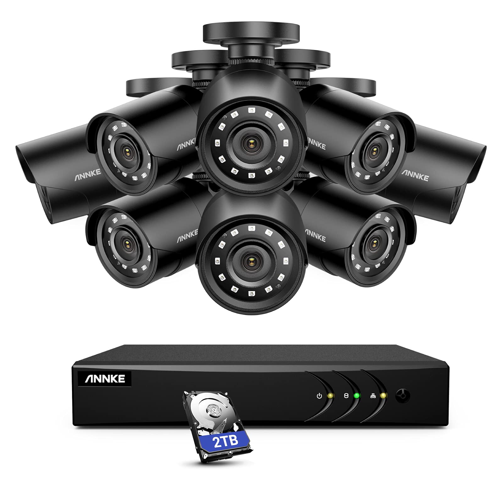 ANNKE 16CH 3K Lite FHD AI Security Camera System with 2TB HDD & 8X 2MP Weatherproof CCTV Cameras | Smart Human/Vehicle Detection | 24/7 Day & Night Vision | Remote View via Smartphone | Ideal for Home Security, Business Surveillance & Outdoor Monitoring