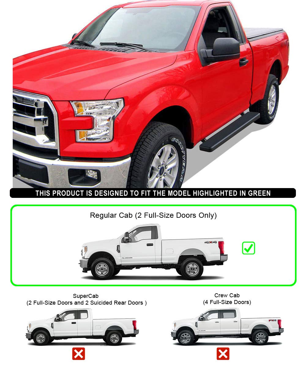 APS 5-Inch Black Stainless Steel Running Boards for Ford F150 2015-2025 & F-250/F-350 Super Duty 2017-2025 - Nerf Bars Side Steps for Enhanced Truck Access and Style
