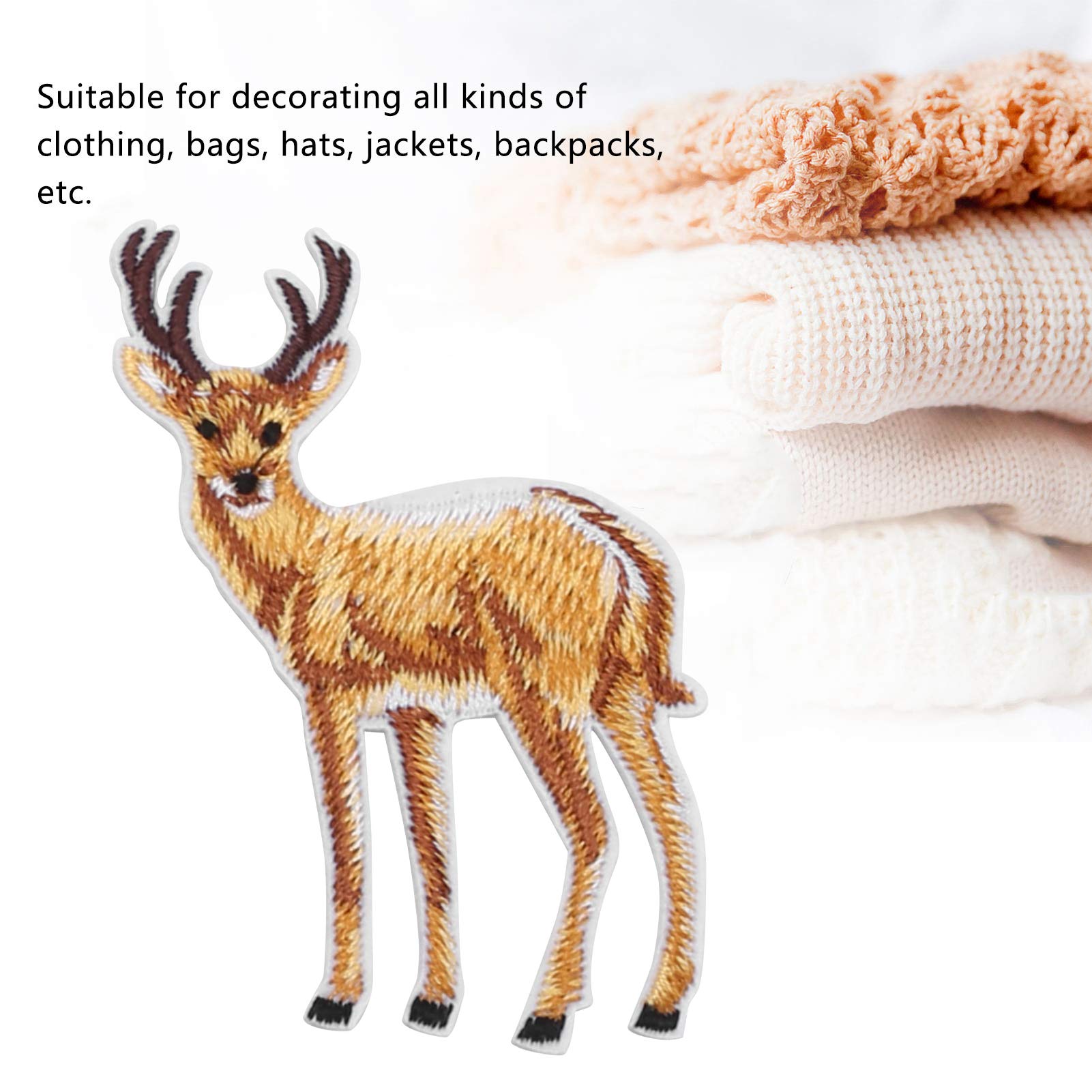 01 Embroidered Iron-On Patches - Deer Design for Clothing, Bags & DIY Crafts | Perfect for Customizing Jackets, Backpacks & Denim
