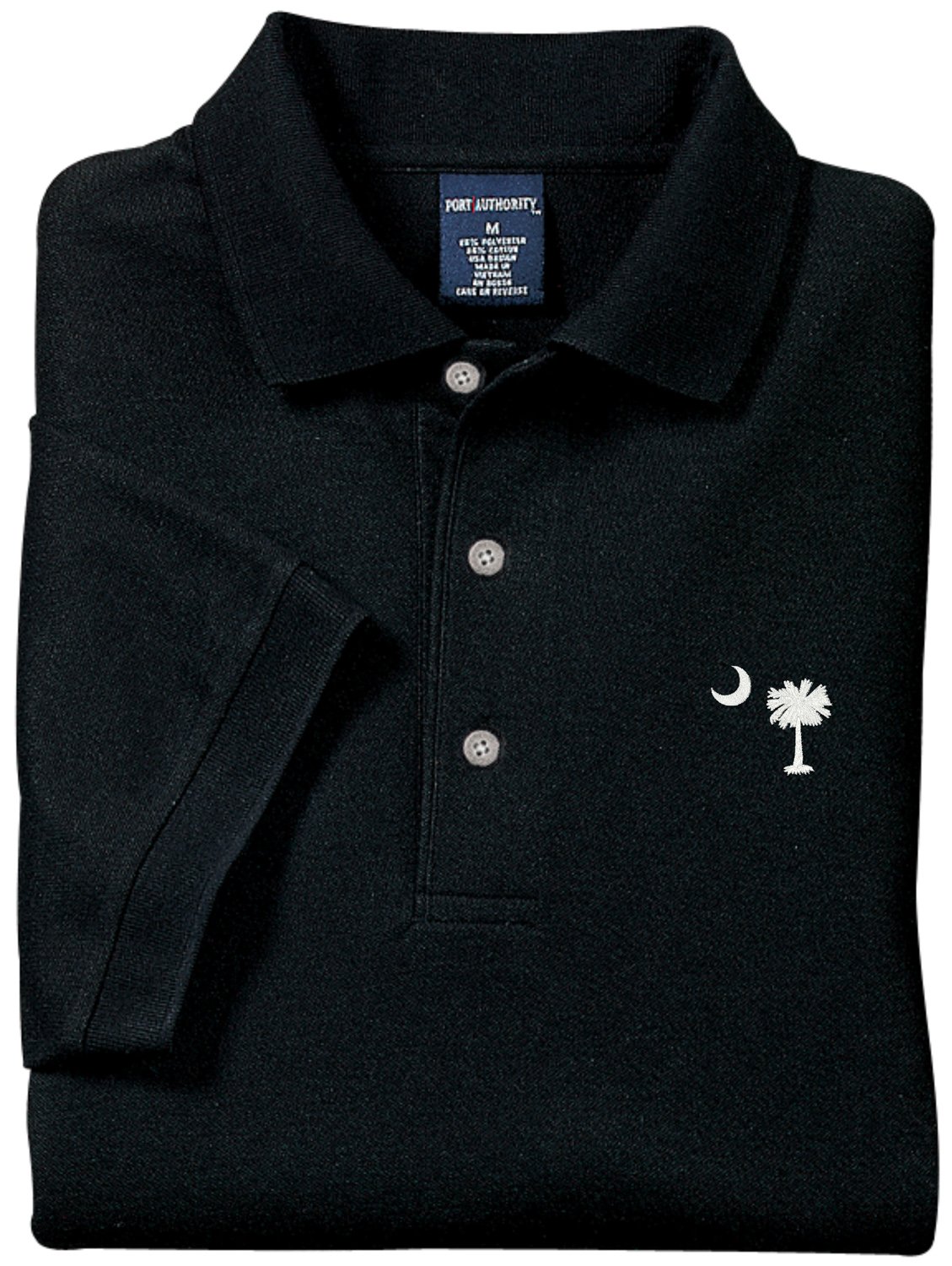 Cahoon's Closet Black Embroidered Palmetto Moon Polo Shirt for Men - Stylish Casual Golf & Summer Wear
