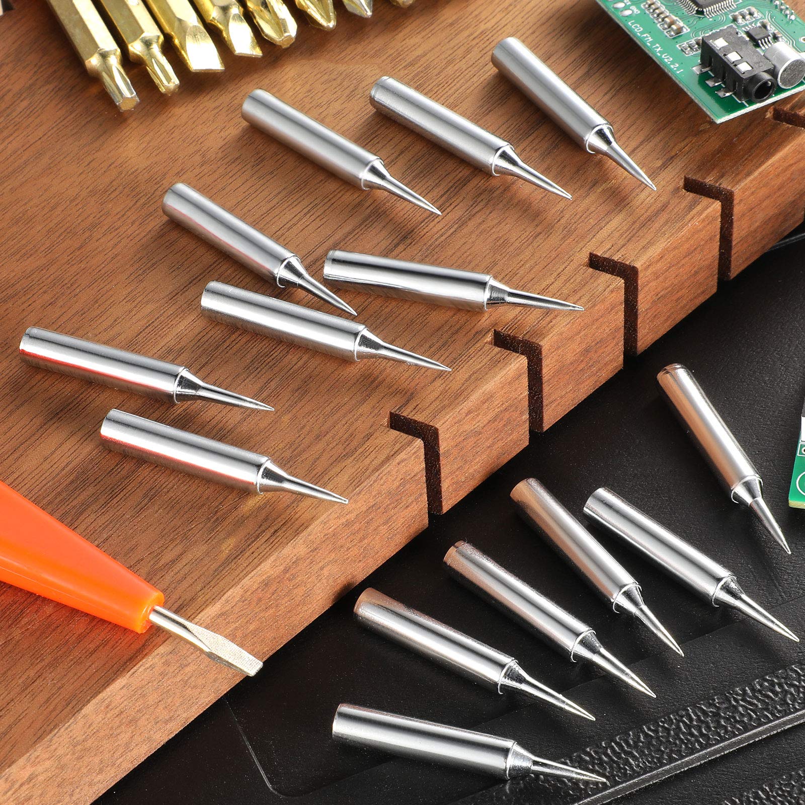 20-Piece Soldering Iron Tip Set - Pointed Fine Replacement Tips Compatible with Hakko 900M-T-I & Other Soldering Tools - Ideal for Electronics Repair, DIY Projects & Circuit Board Work