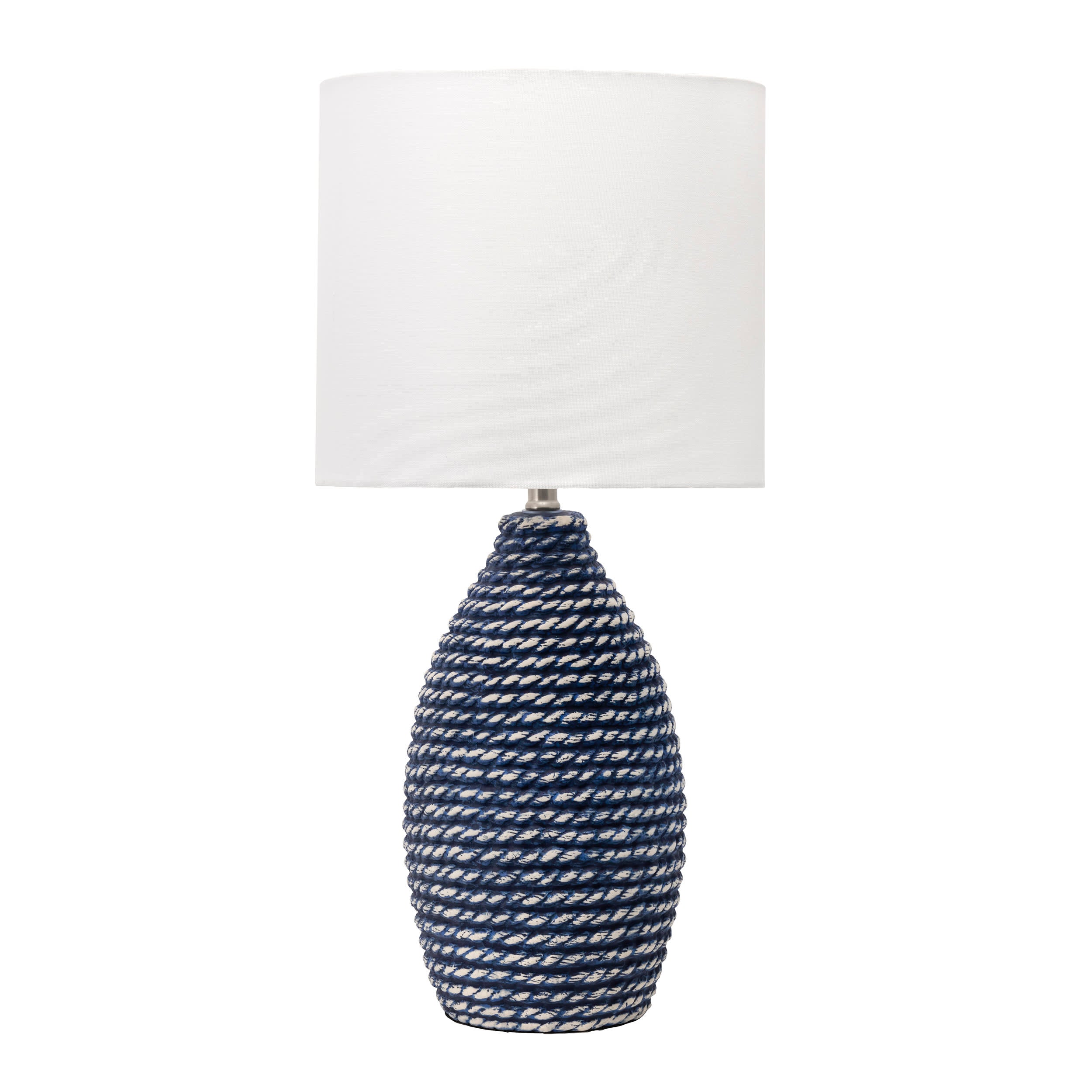 27 Inch Ceramic Coiled Texture Table Lamp - Blue Modern Desk Lamp for Living Room, Bedroom & Office Decor