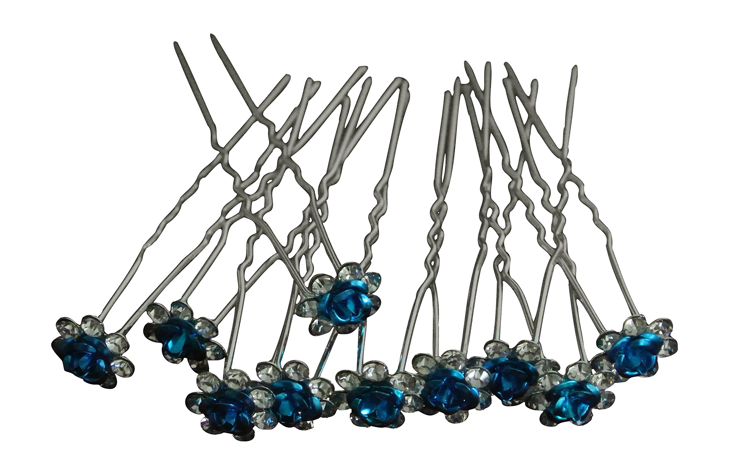 10pcs Rose Crystal Rhinestone Hair Pins for Bridal Veil & Wedding Hairstyles - Elegant Hair Accessories for Brides, Prom, Parties & Special Occasions
