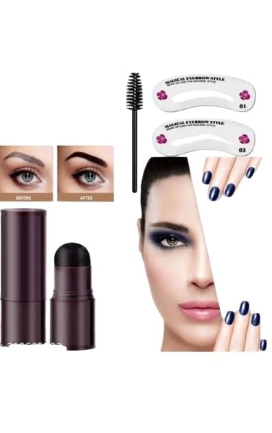 Glowhouse Eyebrow Shaper Kit - 2Pcs Eyebrow Stamp Stencil & 1Pcs Shaping Guide with Mascara Brush | Perfect for DIY Eyebrow Makeup at Home, Salon, or Travel