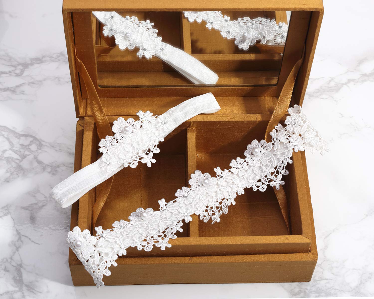 Elegant Pearl Wedding Garter Set - Lace Bridal Garter with Non-Slip Design for Plus Size Brides | Perfect for Wedding Day, Bridal Shower & Boudoir Photography