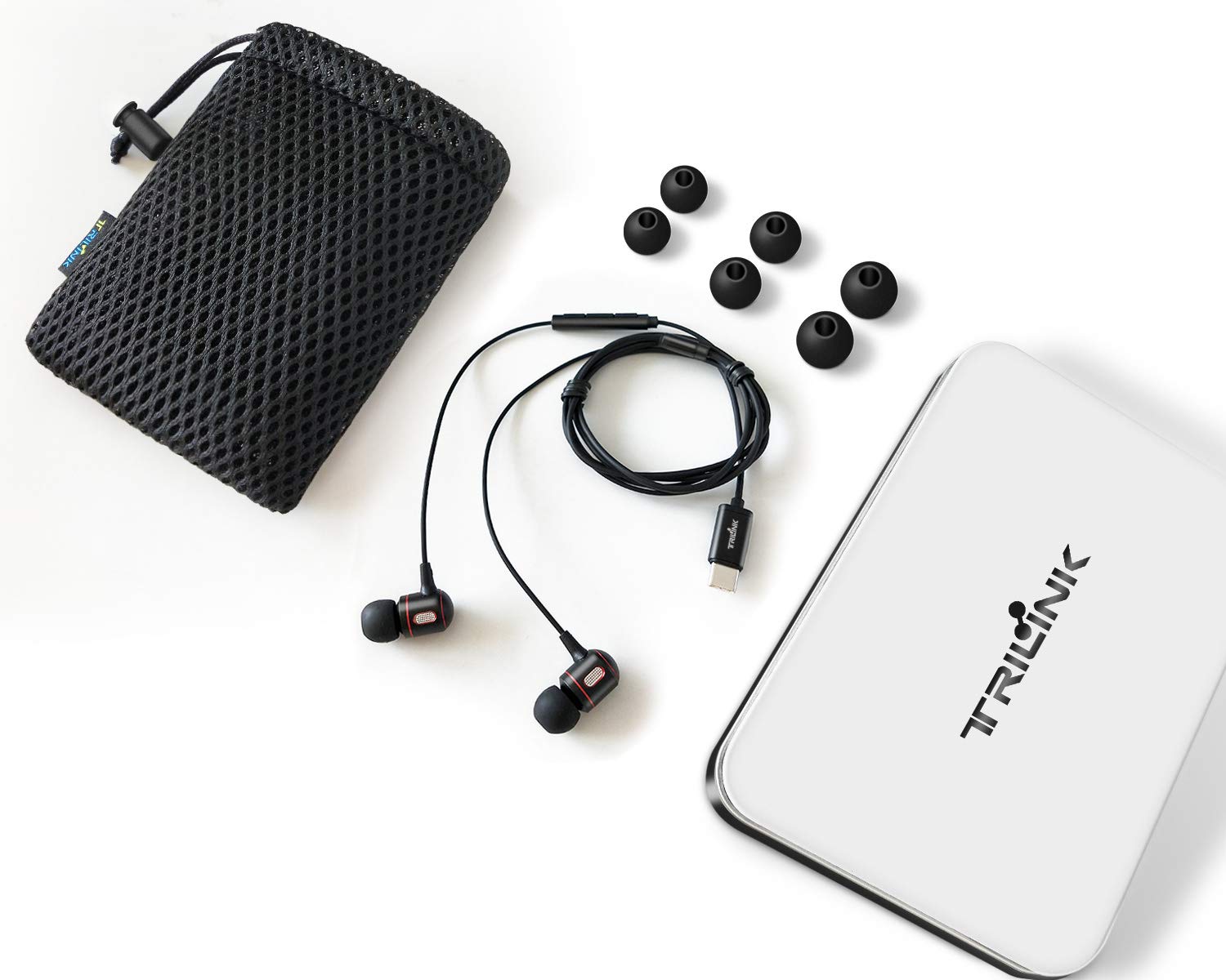 TRILINK USB C Wired Earbuds with Microphone & Volume Control - Compatible with iPad Pro 11