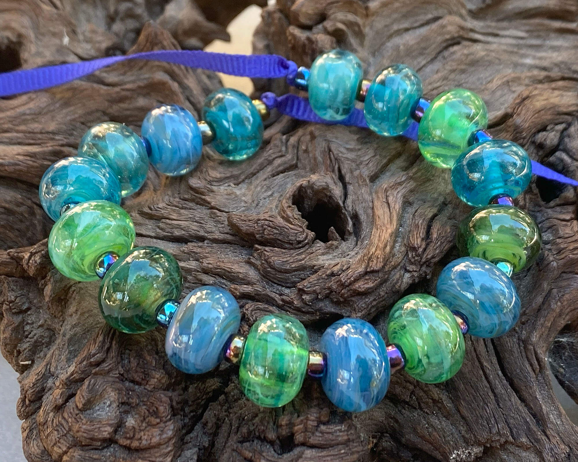 16-Piece Caribbean Lampwork Glass Beads Set for Jewelry Making - Handmade SRA Beads for Necklaces, Bracelets & DIY Crafts - Perfect for Beach-Themed Accessories