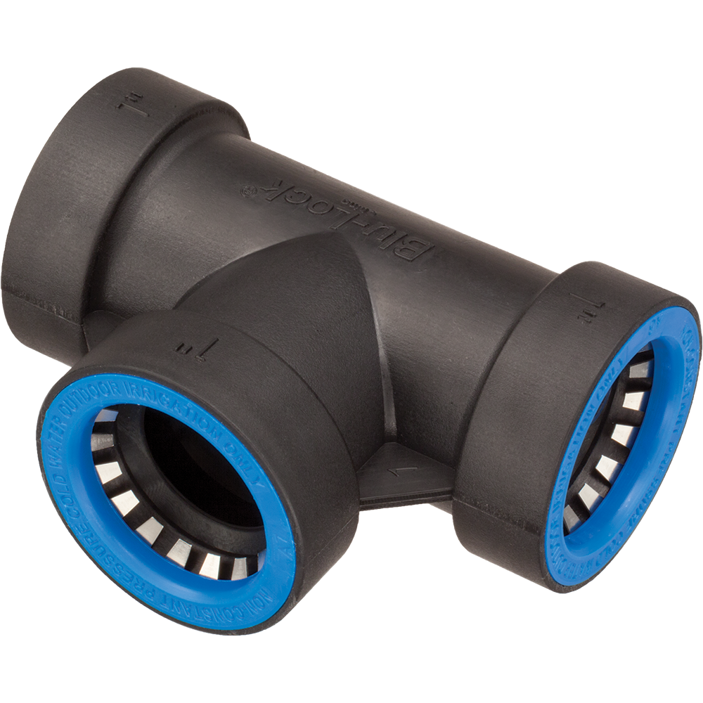 Hydro Rain BL401 010 Blu Lock® 1 BL Tee - Durable Irrigation Fitting for Lawn & Garden Watering Systems | Perfect for Sprinkler Connections & Drip Irrigation Projects