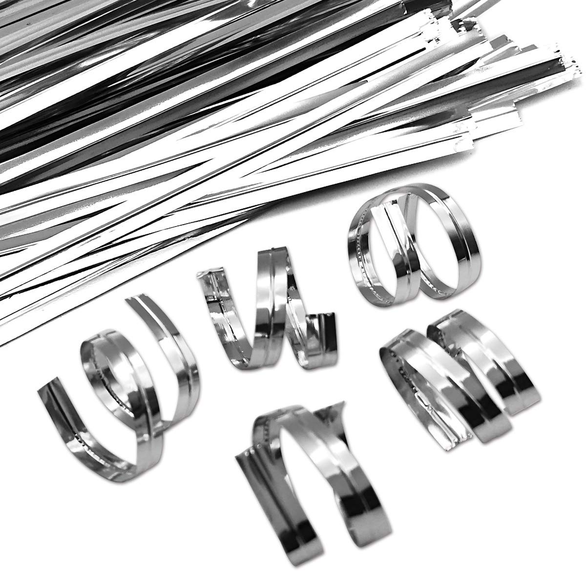 600PCS Silver Metallic Twist Ties - 4 Inch Reusable Plastic Cable Ties for Bread Bags, Candy Bags, Party Decorations, Cake Pops & Gift Wrapping - Perfect for Baking, Organizing & DIY Crafts