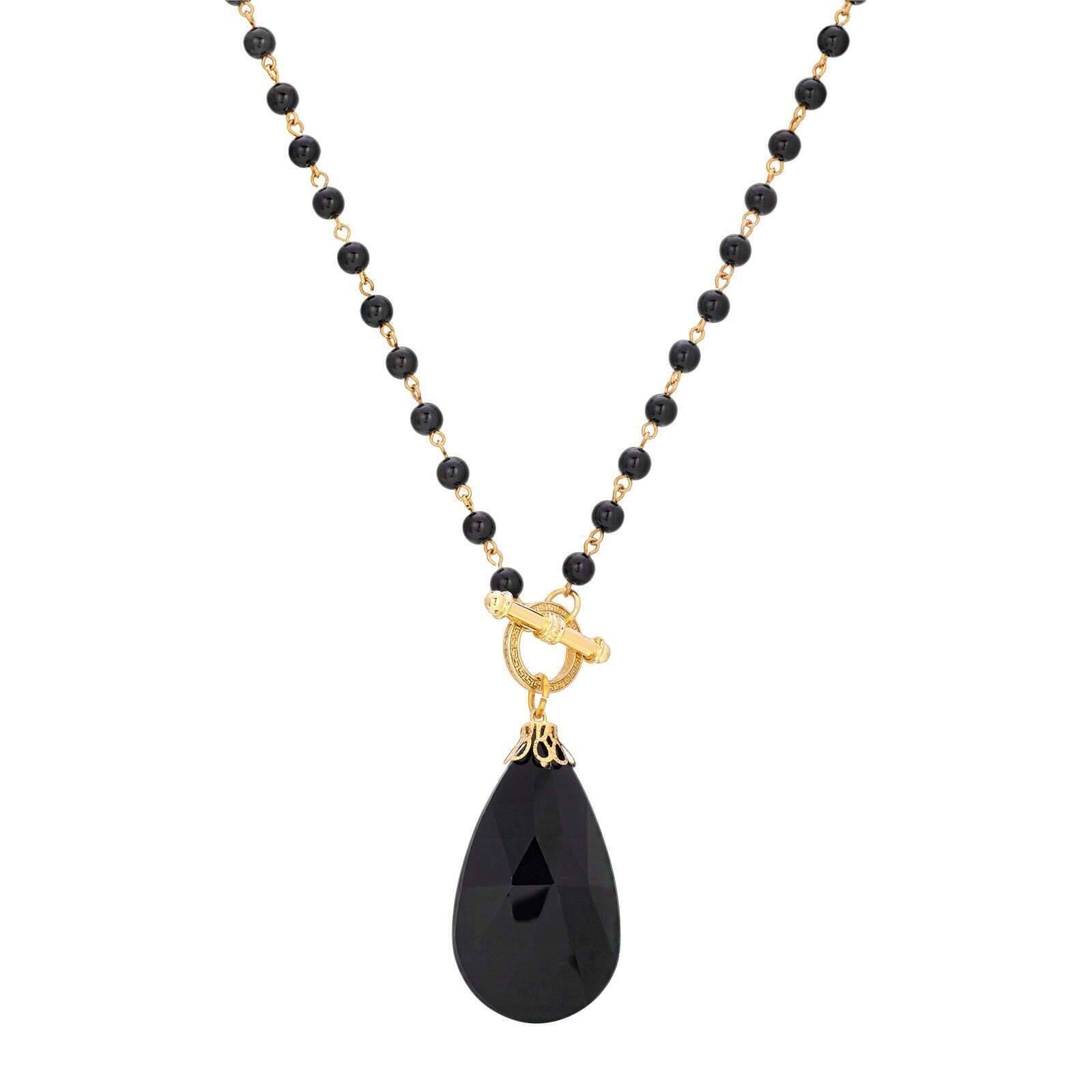 1928 Jewelry Lacrima Black Briolette Toggle Pendant Necklace 24