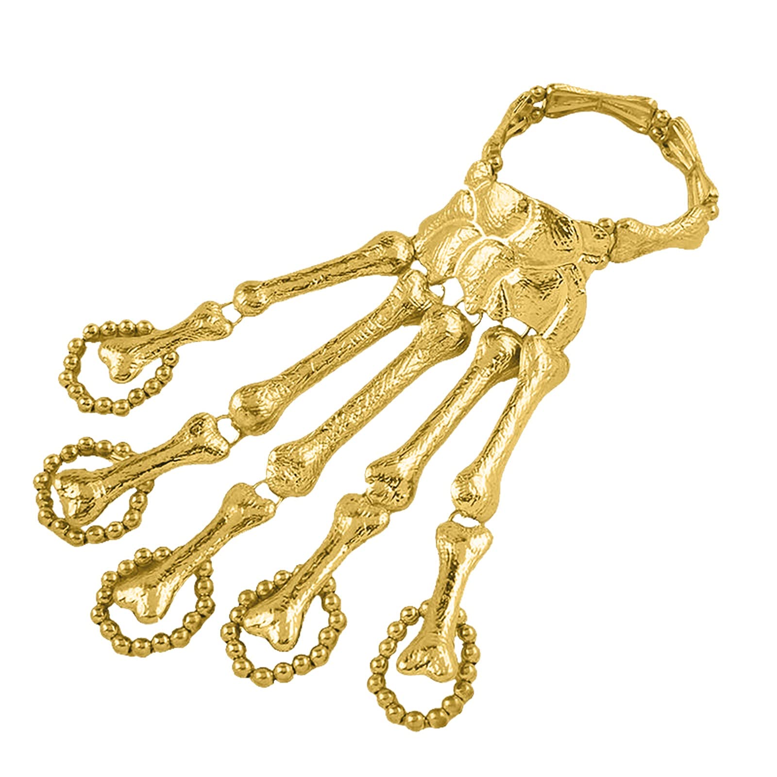 Gothic Metal Skeleton Bracelet - Adjustable Halloween Ghost Claw Jewelry for Cosplay, Gothic Fashion & Punk Accessories (Gold) | Perfect for Halloween Parties, Costume Events & Alternative Style Outfits