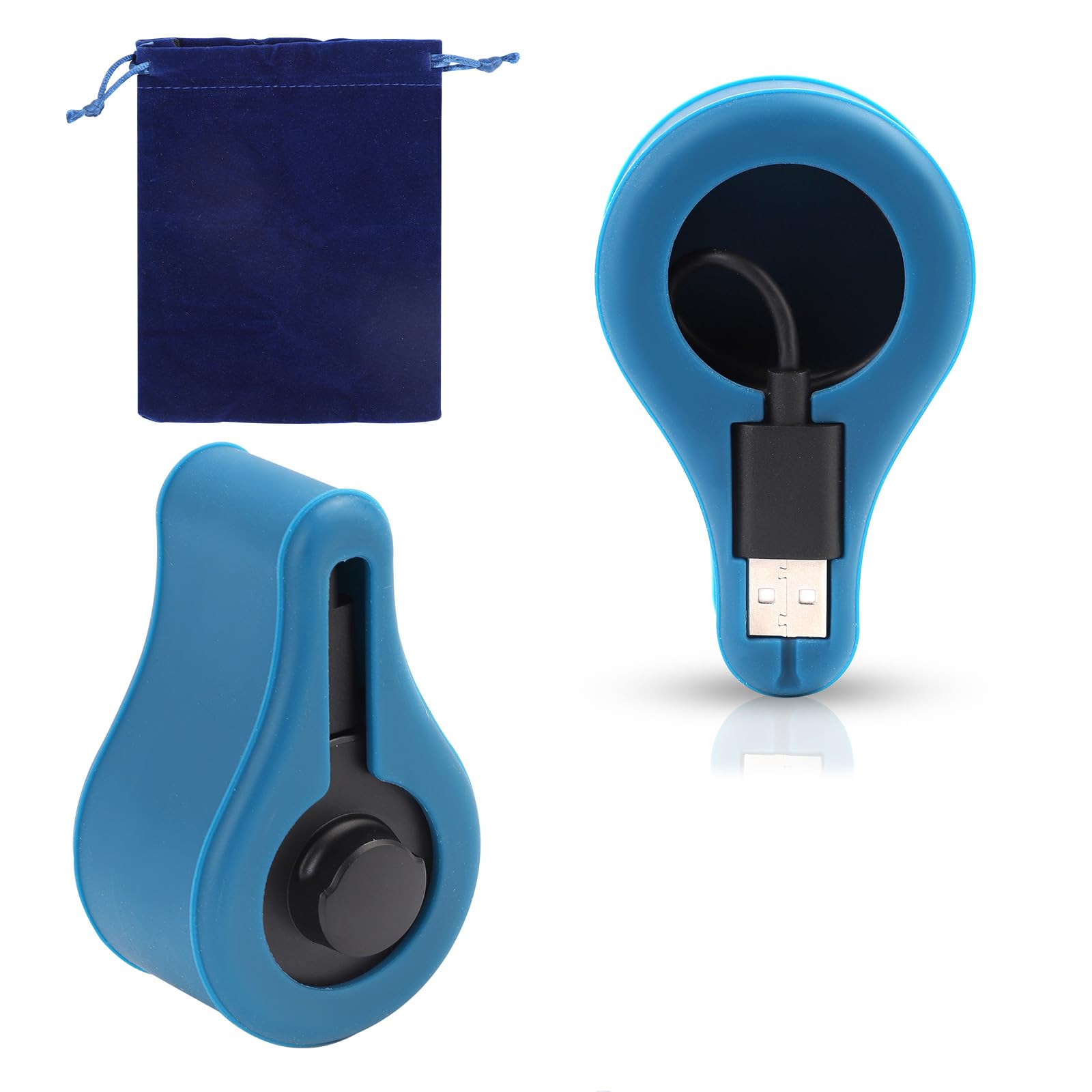 Waterproof Silicone Charger Case for Oura Ring Gen3 - Washable USB Cable Protector with Storage Bag & LED Light - Portable Charging Organizer for Travel, Gym, and Home Use (Blue)