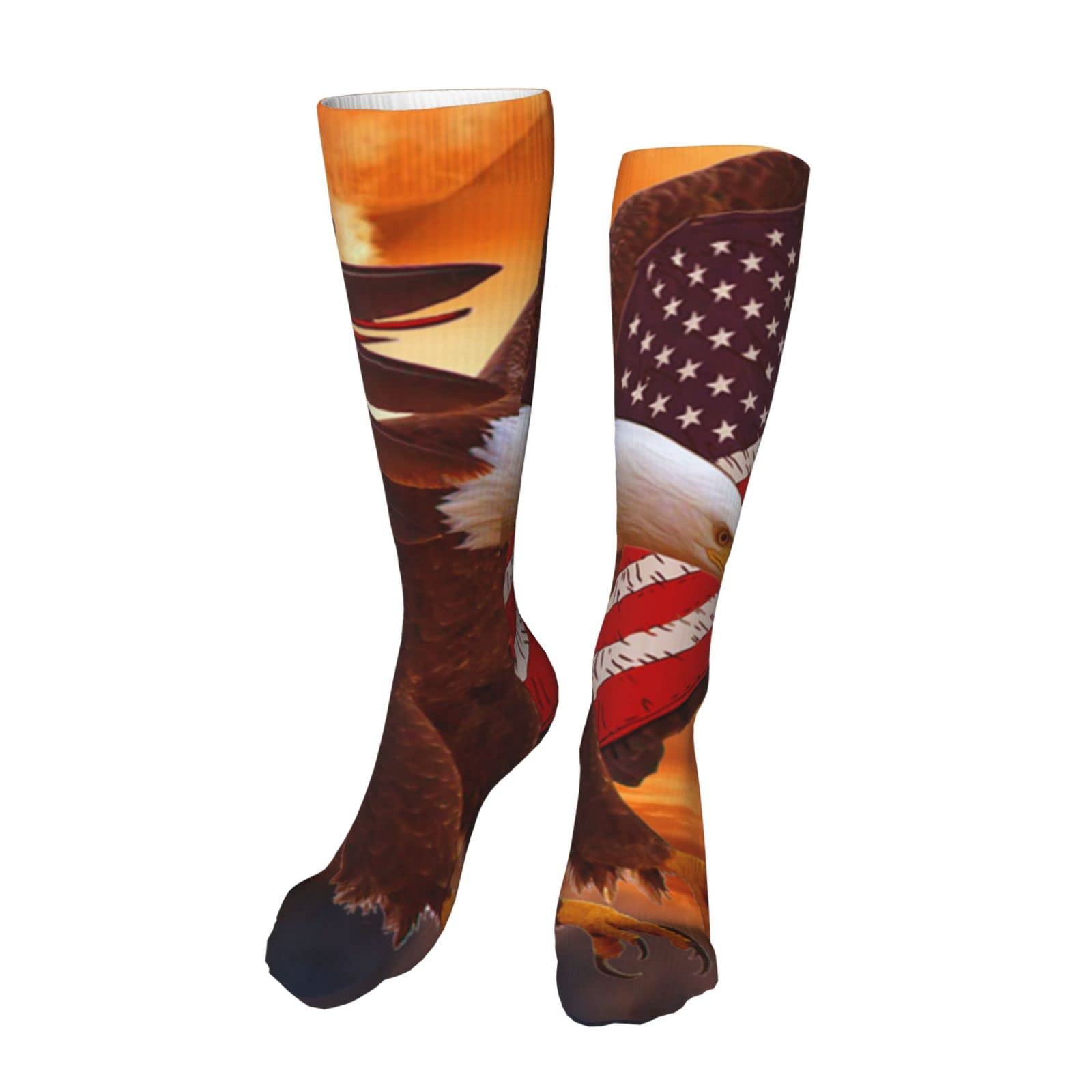 Women's Knee High Socks & Men's Athletic Tube Socks - Red Forest Starry Night Print - Warm Winter Socks for Hiking, Running, and Outdoor Activities