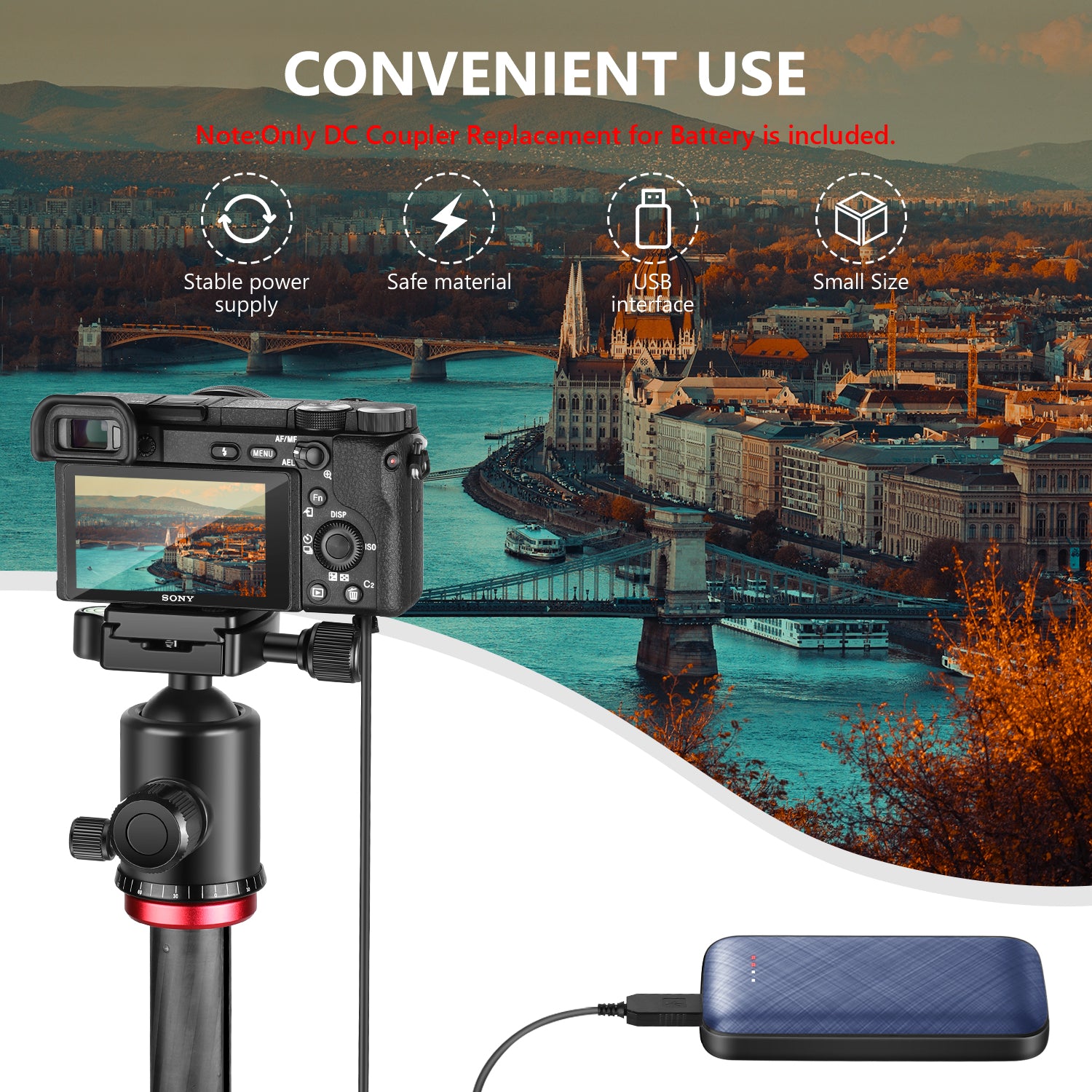 NEEWER DC NP-FW50 Dummy Battery for Sony Cameras - Power Adapter Replacement for Continuous Shooting & Video Recording - Perfect for Sony A7, A9, A6000 Series & More